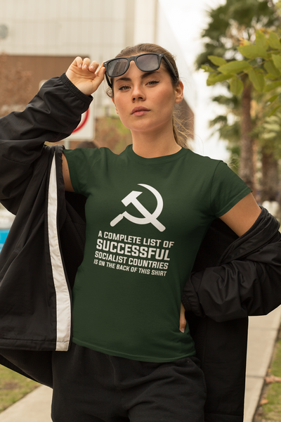 Funny Anti Socialist Government Libertarian & Conservative Anti Government Women Half Sleeves T-shirt- FunkyTeesClub