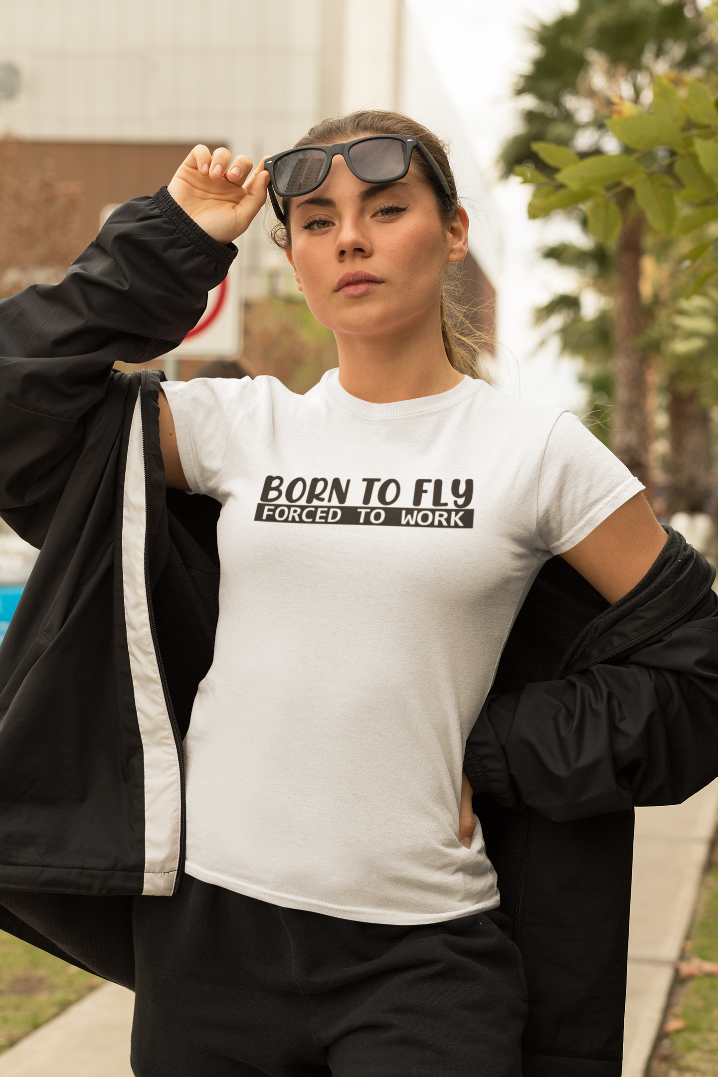 Born To Fly Pilot Women Half Sleeves T-shirt- FunkyTeesClub