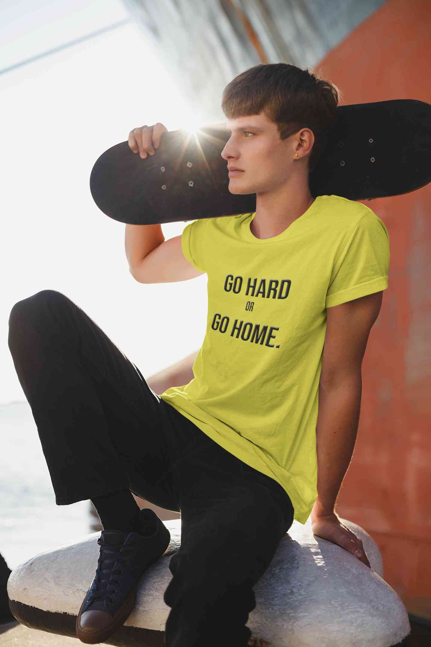 Go Hard Or Go Home Typography Mens Half Sleeves T-shirt- FunkyTeesClub