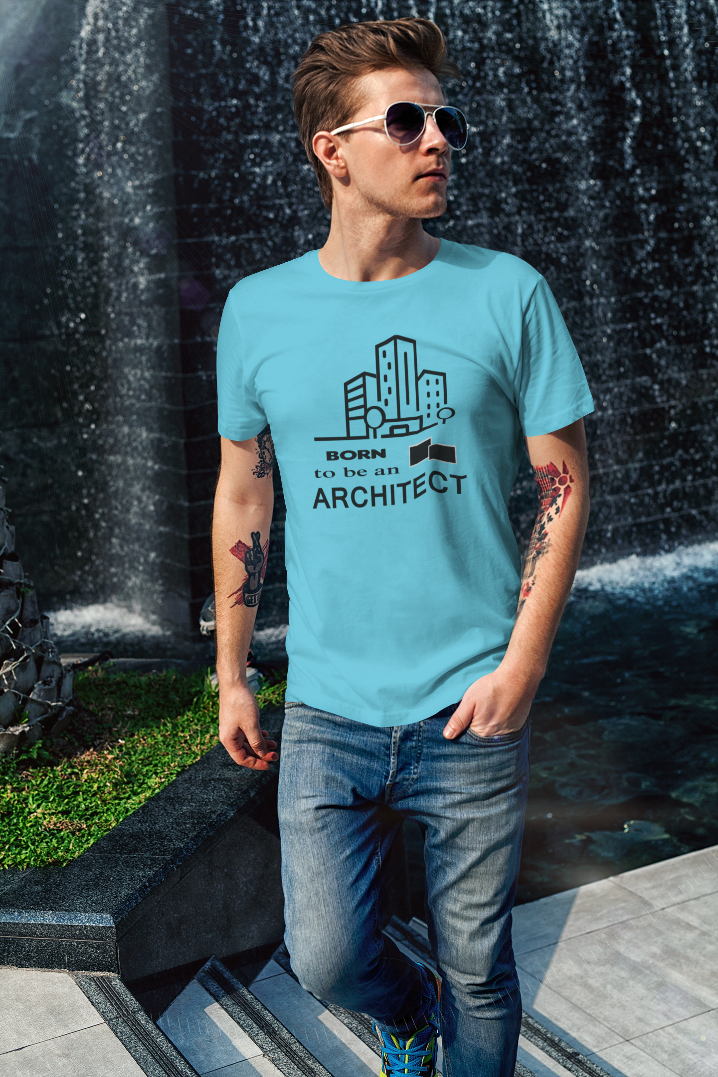 Born To Be An Architect Profession Mens Half Sleeves T-shirt- FunkyTeesClub