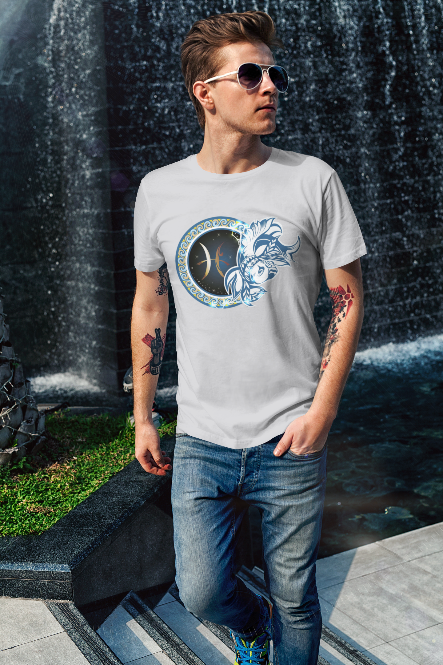 Pisces Zodiac Sign Mens Half Sleeves T-shirt- FunkyTeesClub