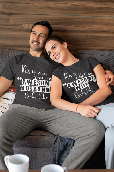 Awesome Couple Half Sleeves T-Shirts -FunkyTeesClub