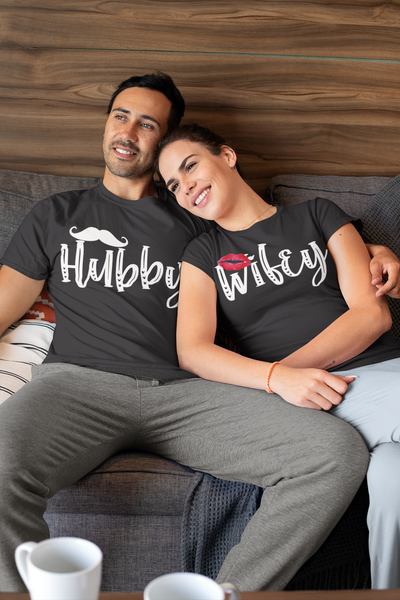 Hubby Wifey Couple Half Sleeves T-Shirts -FunkyTeesClub