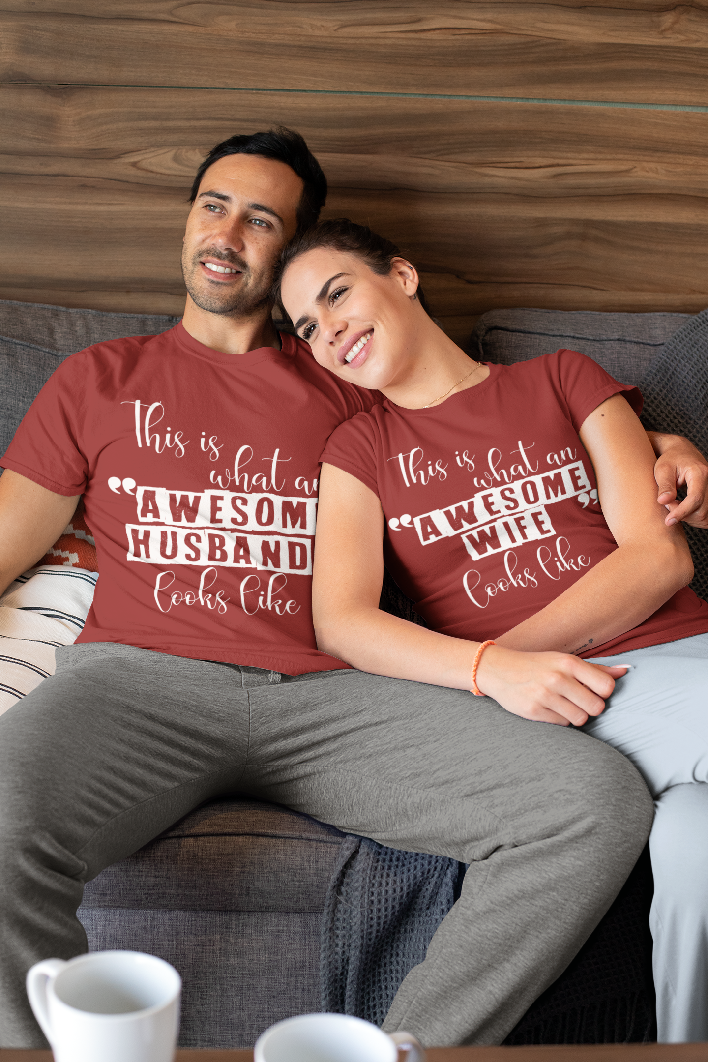 Awesome Couple Half Sleeves T-Shirts -FunkyTeesClub