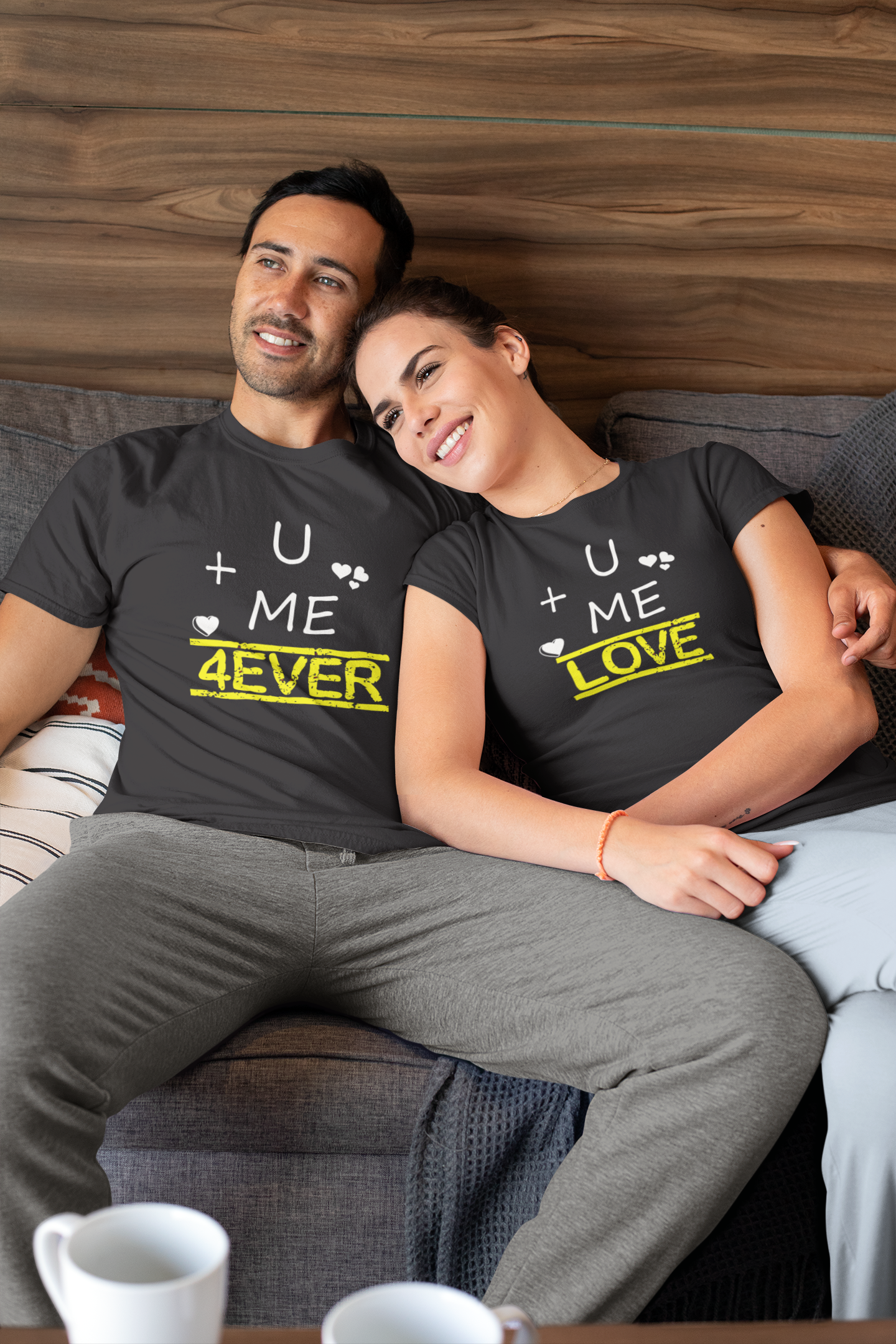 U Plus Me Couple Half Sleeves T-Shirts -FunkyTeesClub