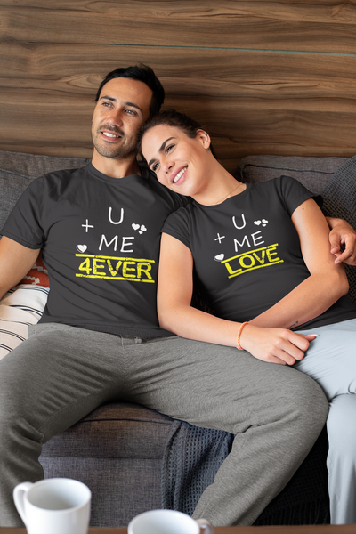 U Plus Me Couple Half Sleeves T-Shirts -FunkyTeesClub