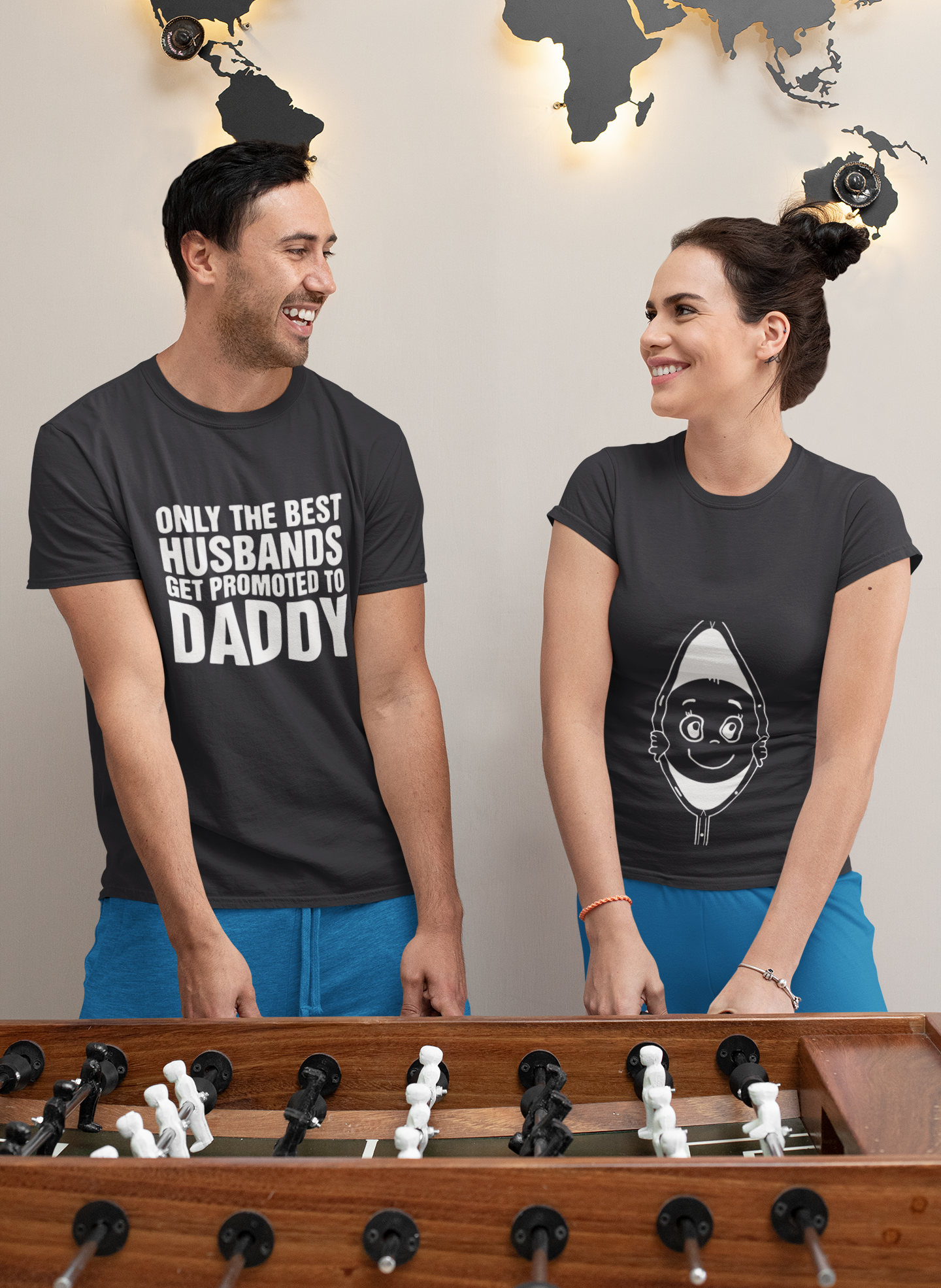 Peek A Boo Maternity Couple Half Sleeves T-Shirts -FunkyTeesClub