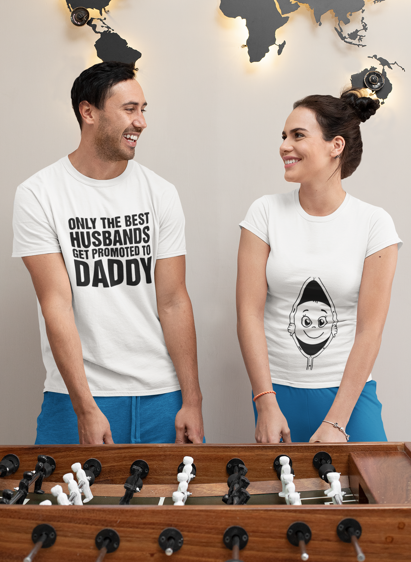 Peek A Boo Maternity Couple Half Sleeves T-Shirts -FunkyTeesClub