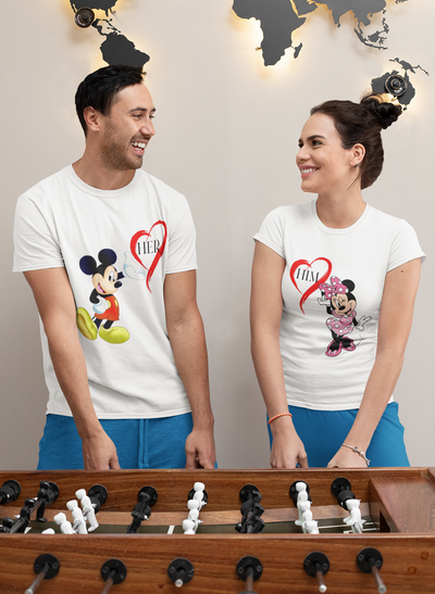 Love Her Love Him Couple Half Sleeves T-Shirts -FunkyTeesClub