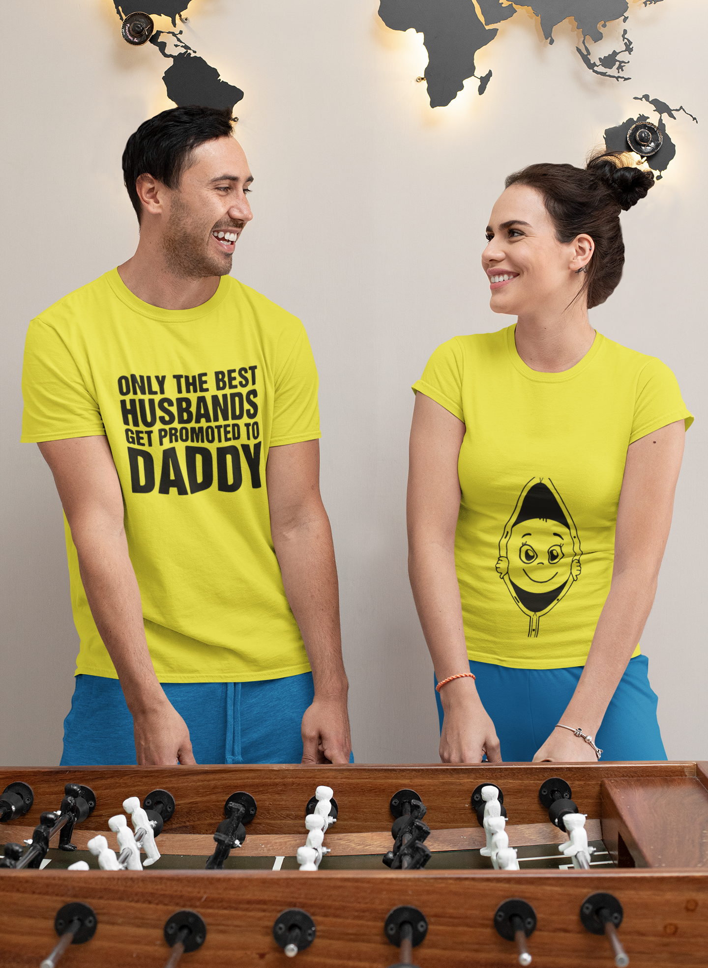 Peek A Boo Maternity Couple Half Sleeves T-Shirts -FunkyTeesClub