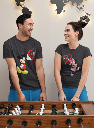 Love Her Love Him Couple Half Sleeves T-Shirts -FunkyTeesClub