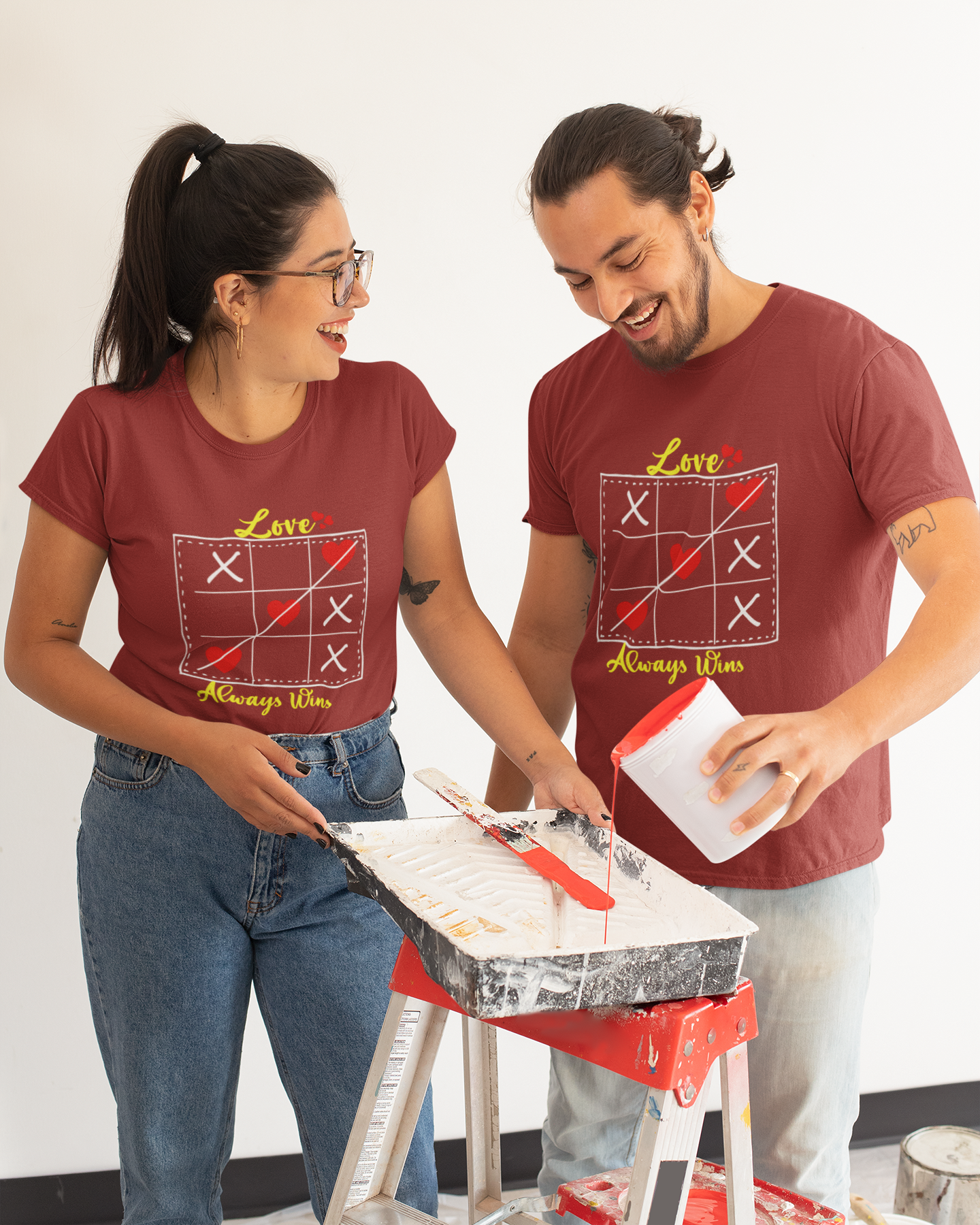 Love Always Wins Couple Half Sleeves T-Shirts -FunkyTeesClub