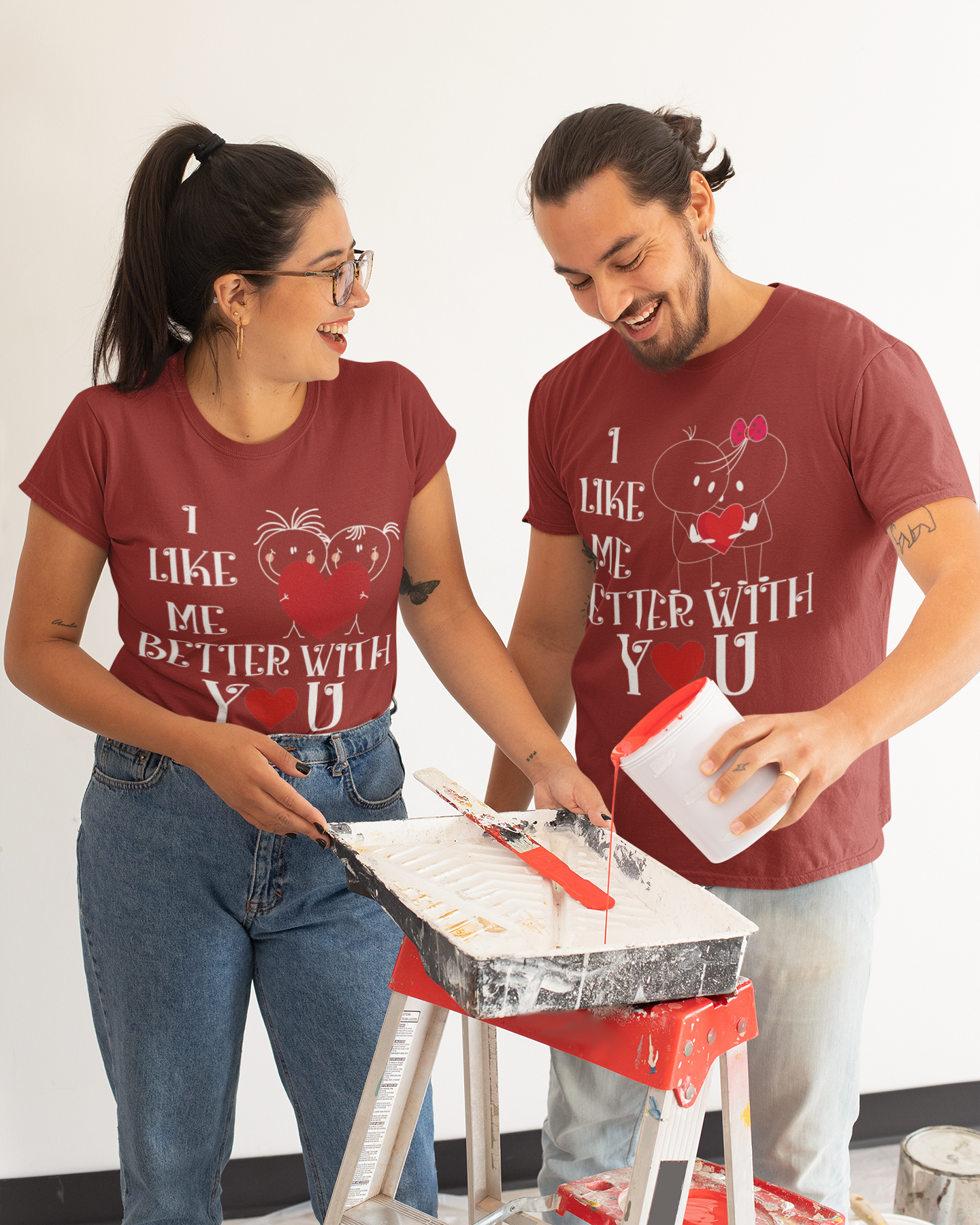I Like Me Better With You Couple Half Sleeves T-Shirts -FunkyTeesClub