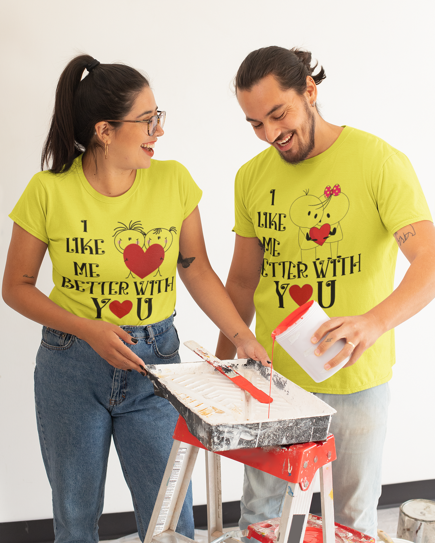I Like Me Better With You Couple Half Sleeves T-Shirts -FunkyTeesClub