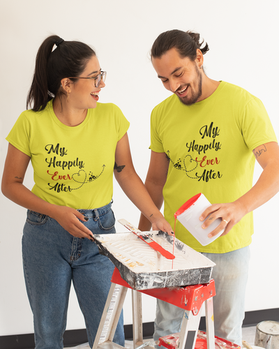 My Happily Ever After Couple Half Sleeves T-Shirts -FunkyTeesClub