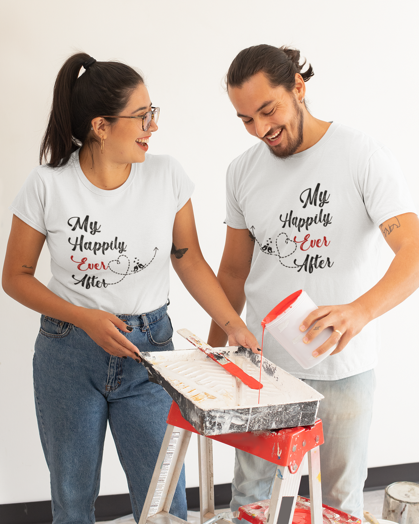 My Happily Ever After Couple Half Sleeves T-Shirts -FunkyTeesClub
