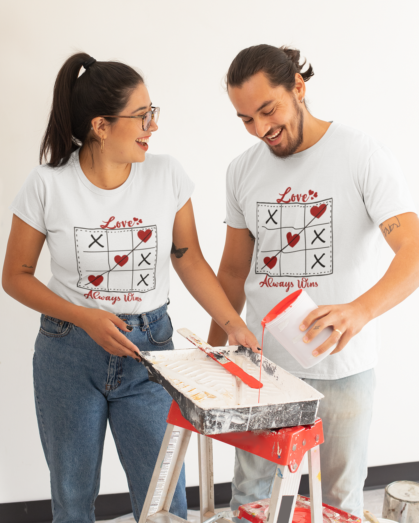 Love Always Wins Couple Half Sleeves T-Shirts -FunkyTeesClub