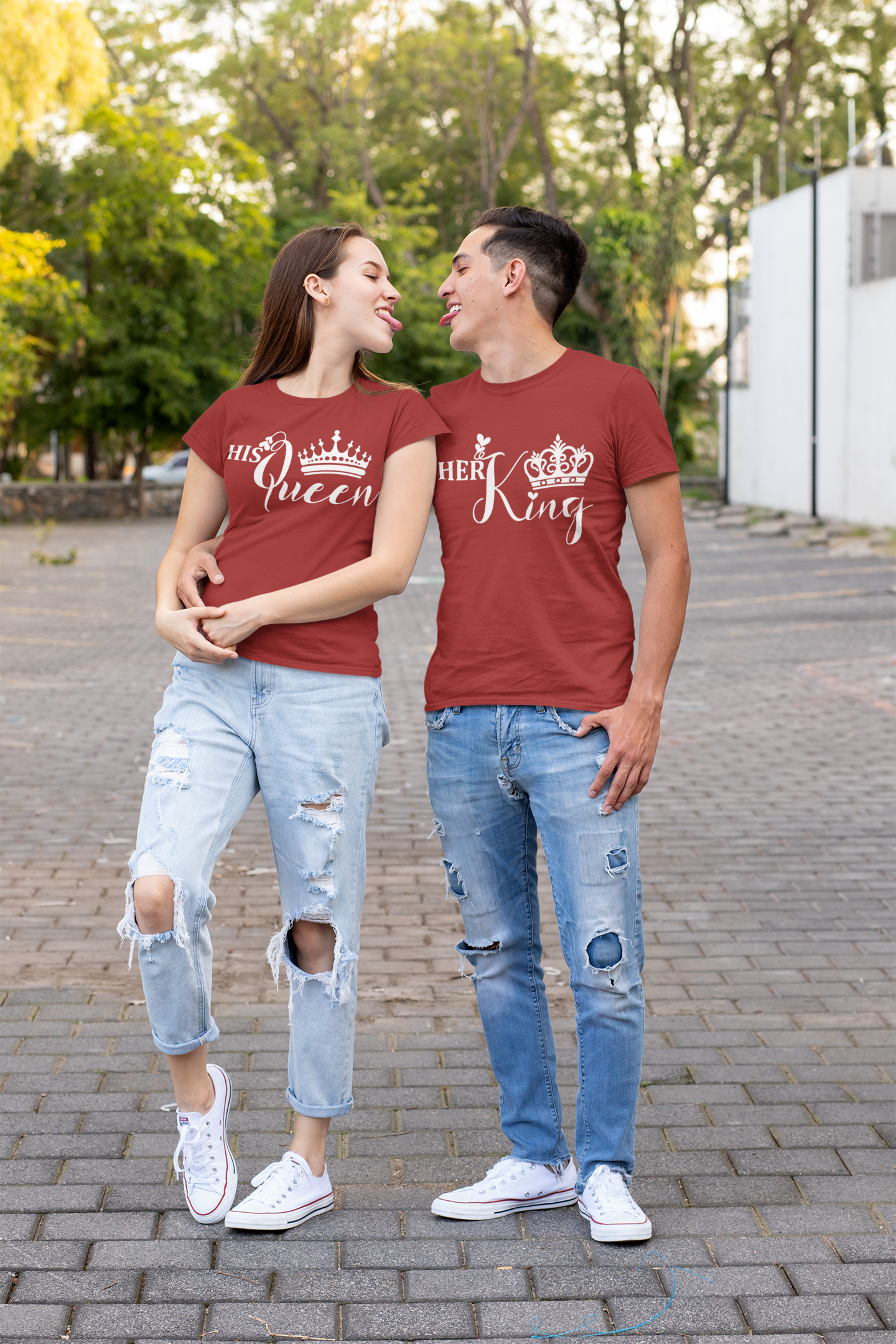 Her King His Queen Couple Half Sleeves T-Shirts -FunkyTeesClub