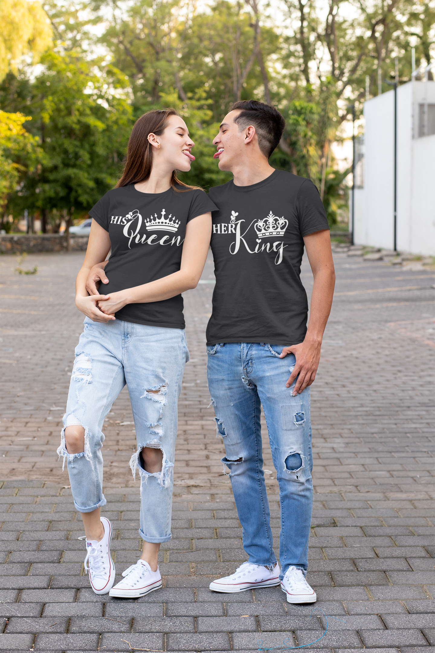 Her King His Queen Couple Half Sleeves T-Shirts -FunkyTeesClub