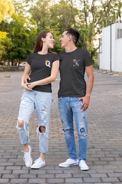 King Queen Couple Half Sleeves T-Shirts -FunkyTeesClub