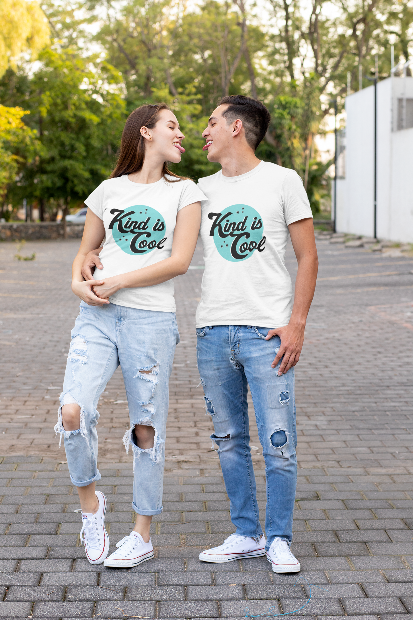 Kind Is Cool Couple Half Sleeves T-Shirts -FunkyTeesClub