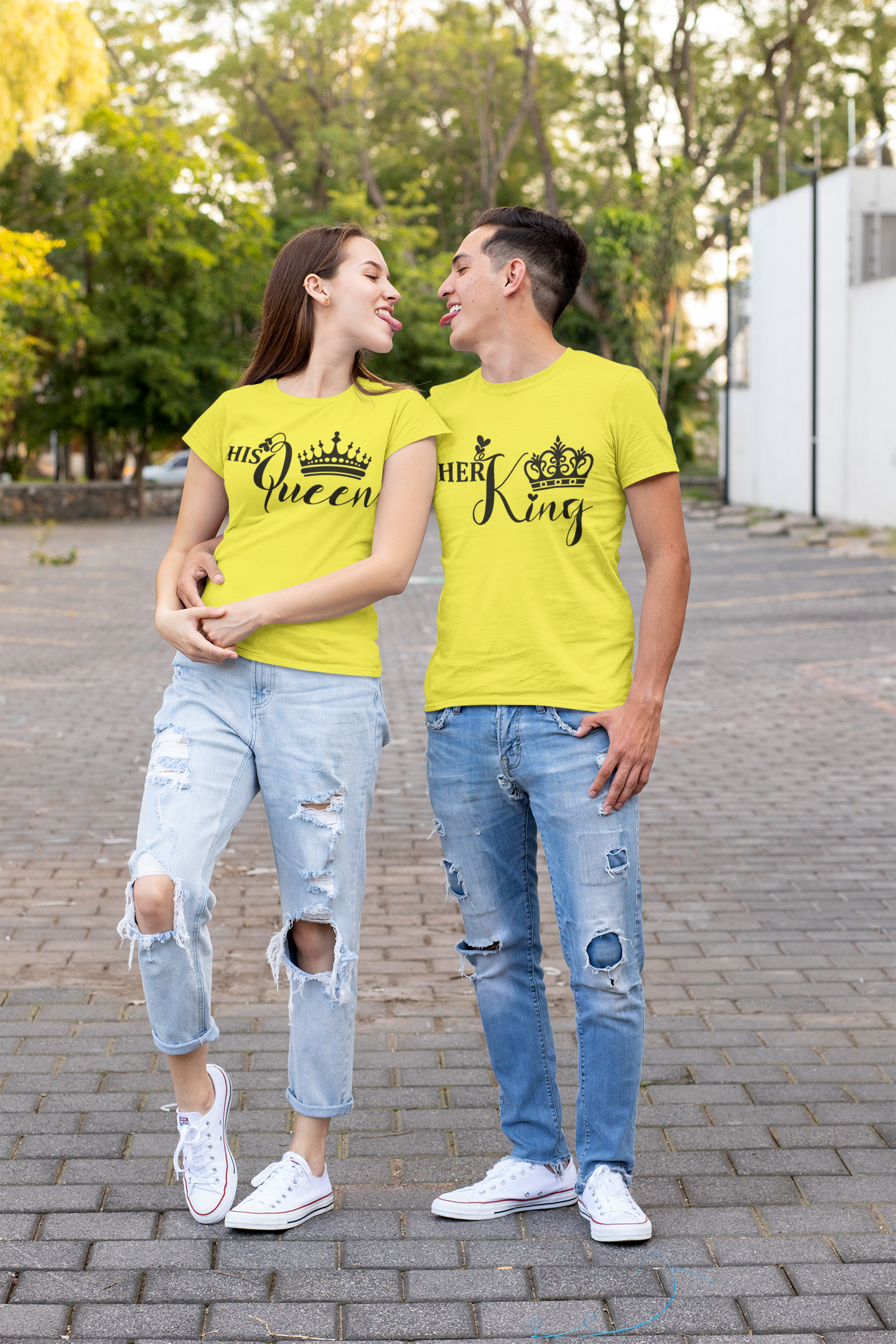 Her King His Queen Couple Half Sleeves T-Shirts -FunkyTeesClub