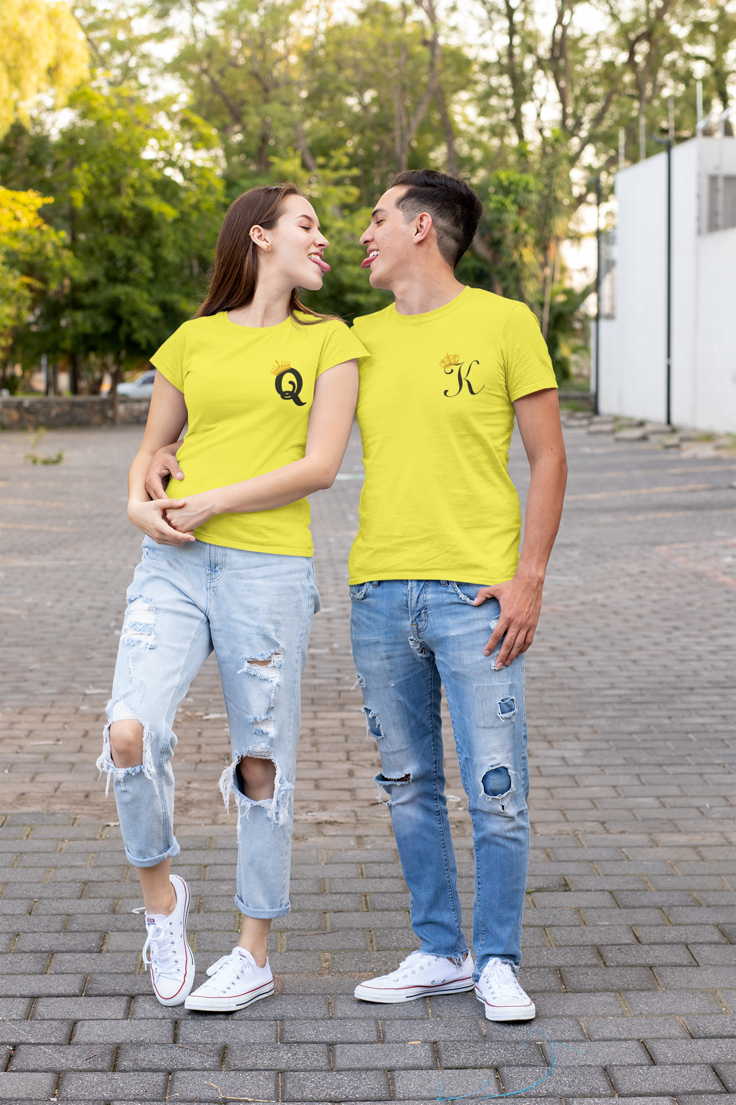 King Queen Couple Half Sleeves T-Shirts -FunkyTeesClub