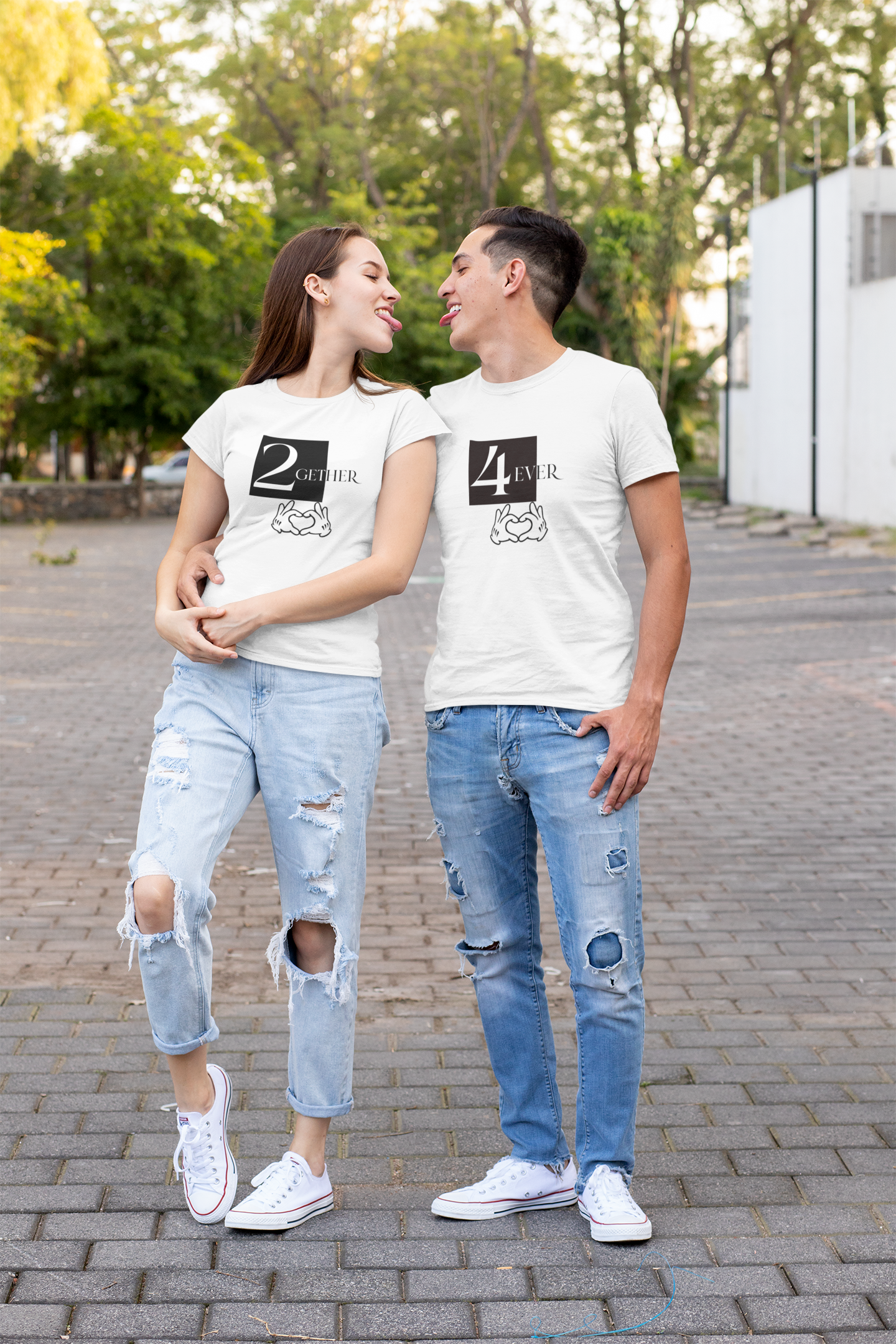 Together Forever Couple Half Sleeves T-Shirts -FunkyTeesClub