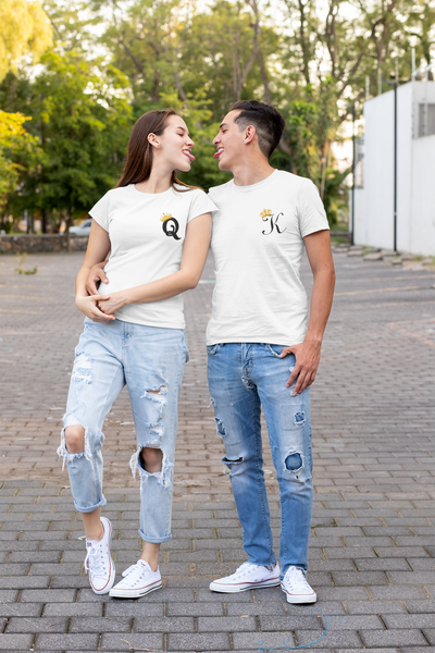 King Queen Couple Half Sleeves T-Shirts -FunkyTeesClub