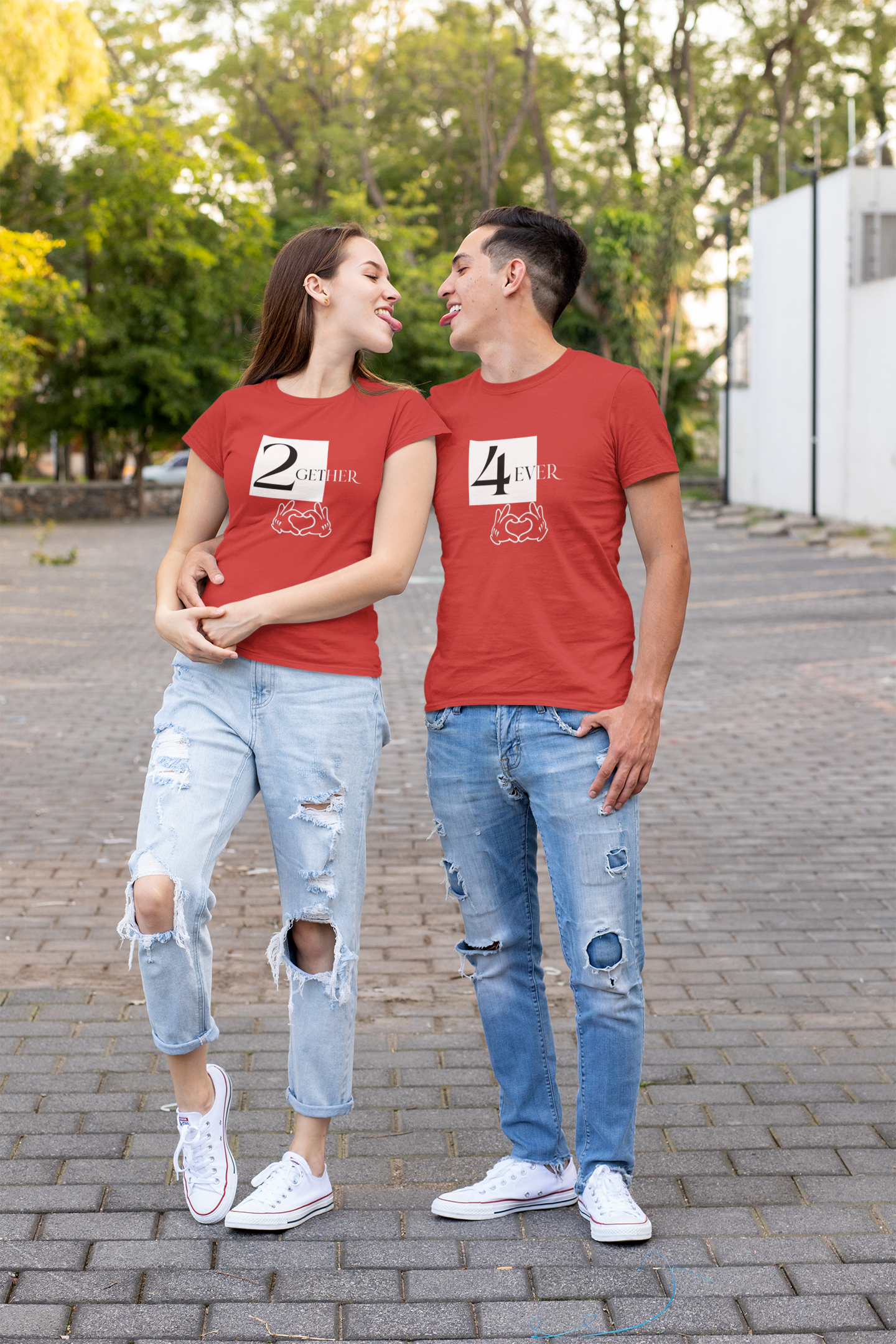 Together Forever Couple Half Sleeves T-Shirts -FunkyTeesClub