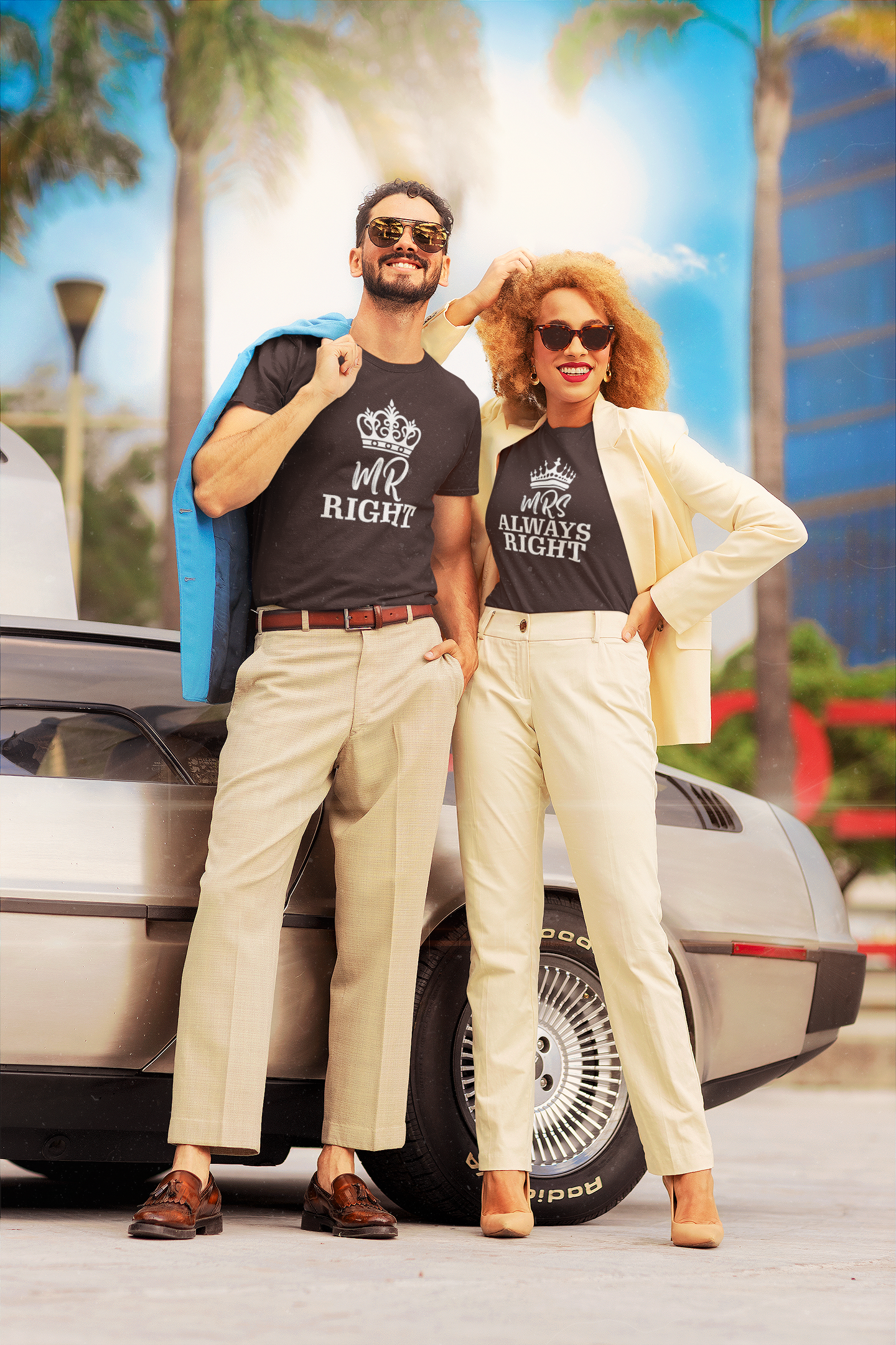 Mrs Mr Always Right Couple Half Sleeves T-Shirts -FunkyTeesClub