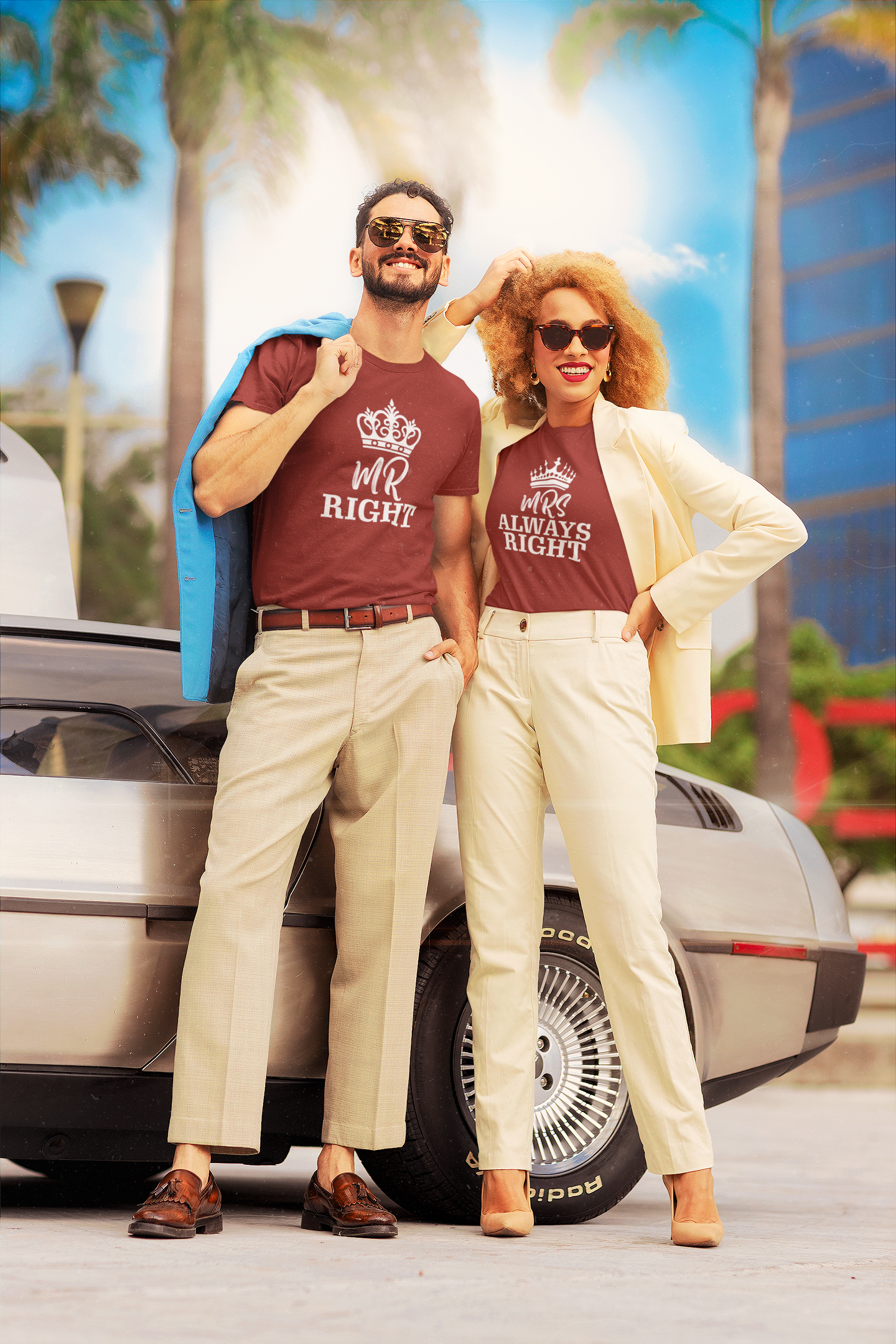 Mrs Mr Always Right Couple Half Sleeves T-Shirts -FunkyTeesClub