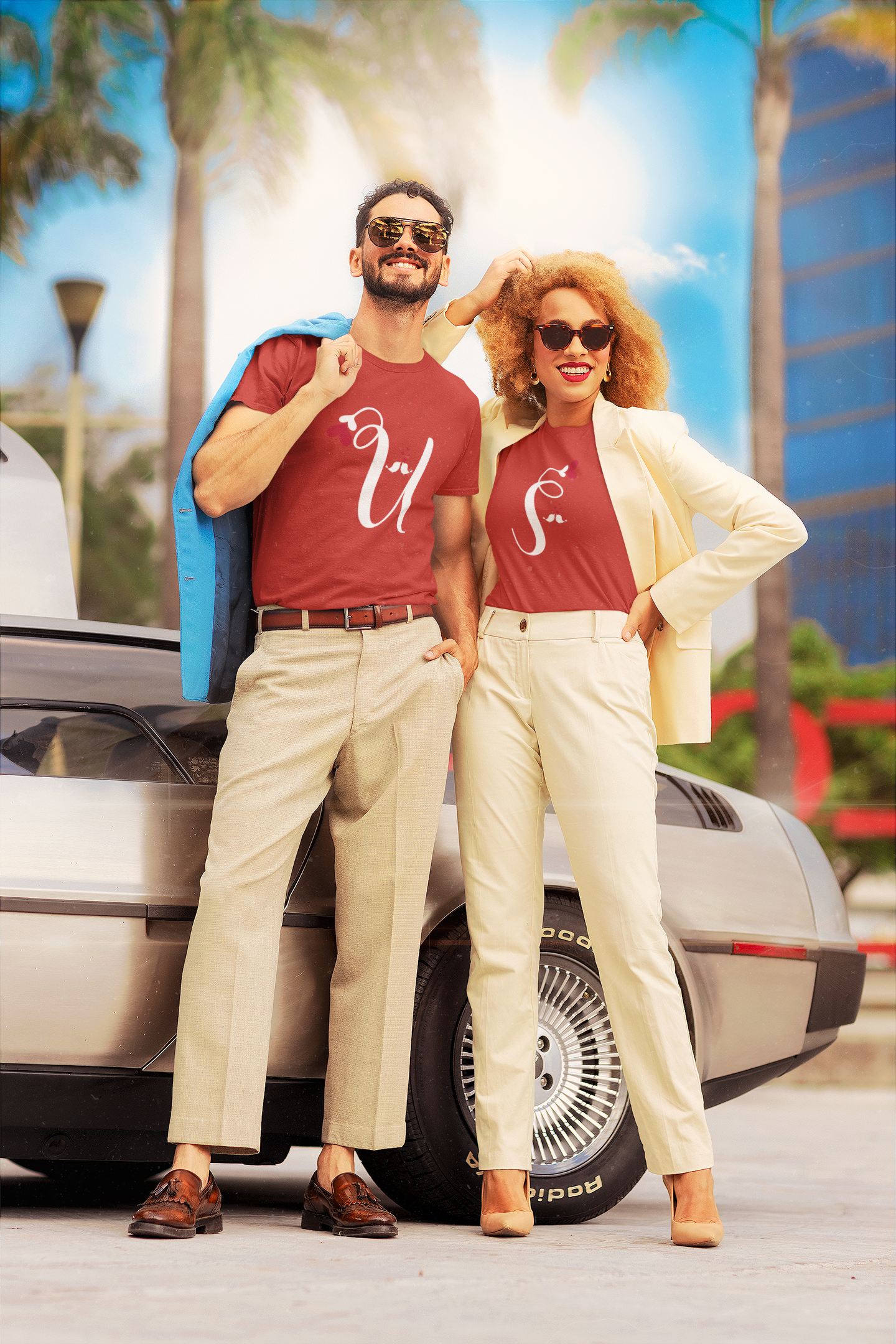 U S Couple Half Sleeves T-Shirts -FunkyTeesClub