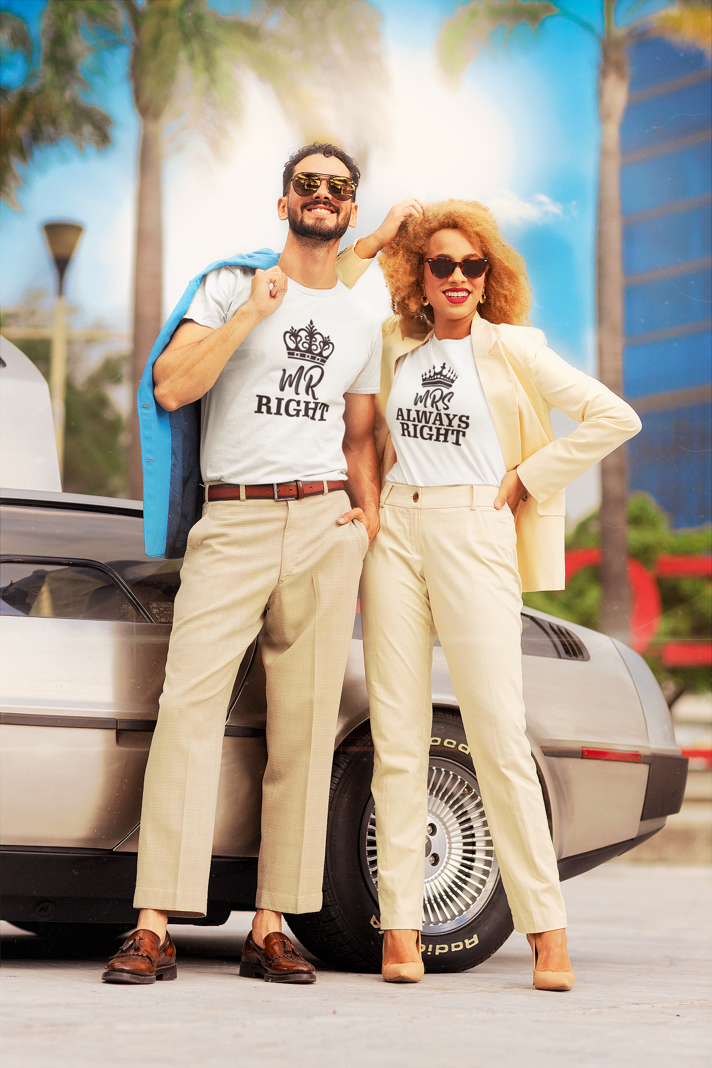 Mrs Mr Always Right Couple Half Sleeves T-Shirts -FunkyTeesClub