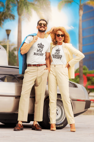Mrs Mr Always Right Couple Half Sleeves T-Shirts -FunkyTeesClub