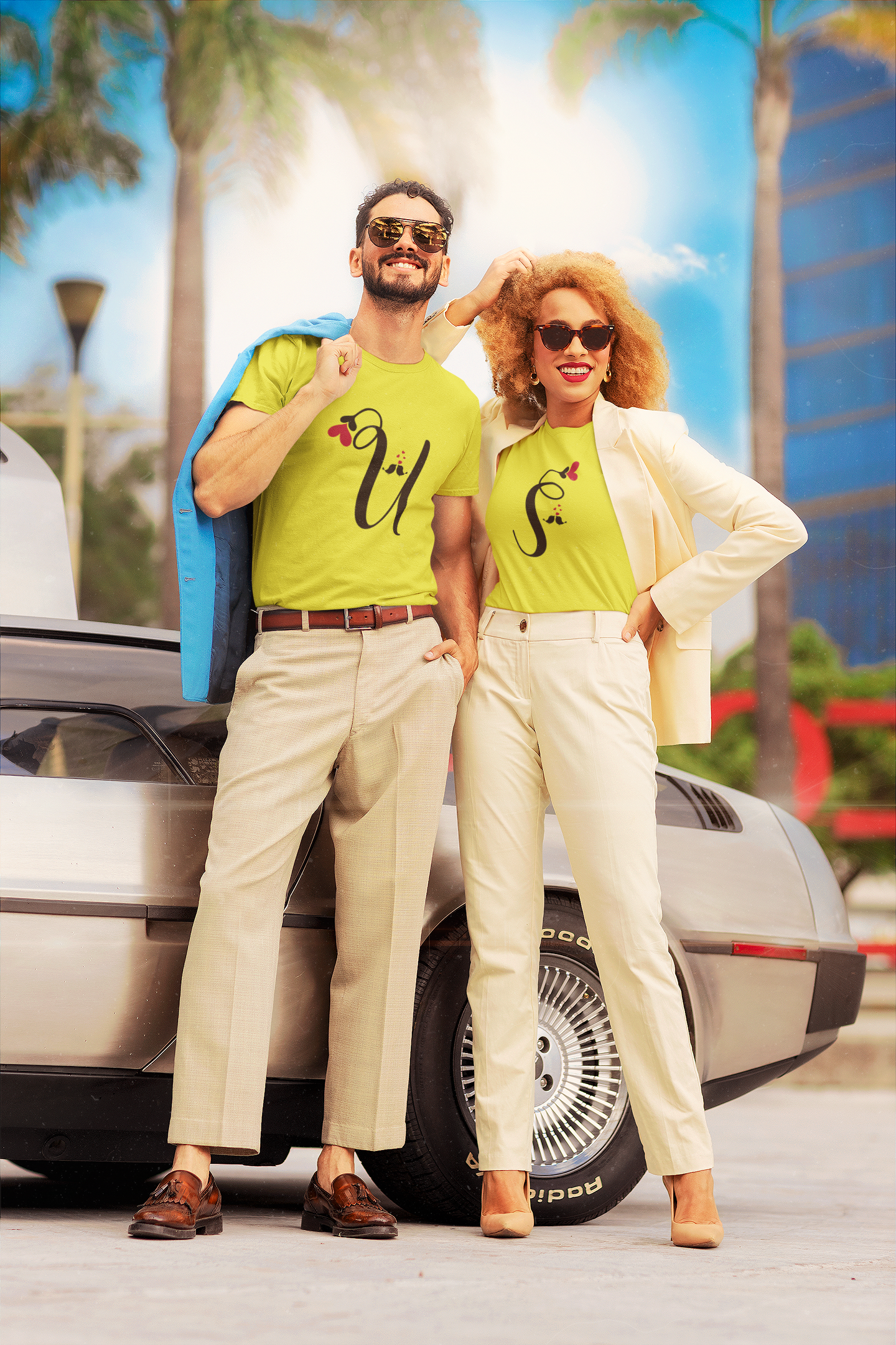 U S Couple Half Sleeves T-Shirts -FunkyTeesClub