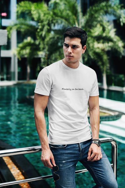 Mentally on the Beach Minimal Mens Half Sleeves T-shirt- FunkyTeesClub