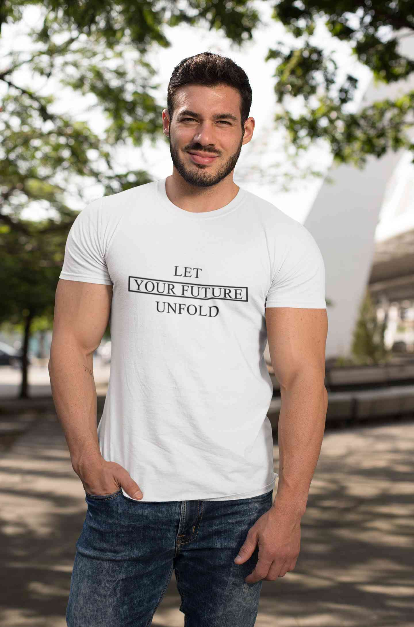 Let Your Future Unfold Typography Mens Half Sleeves T-shirt- FunkyTeesClub
