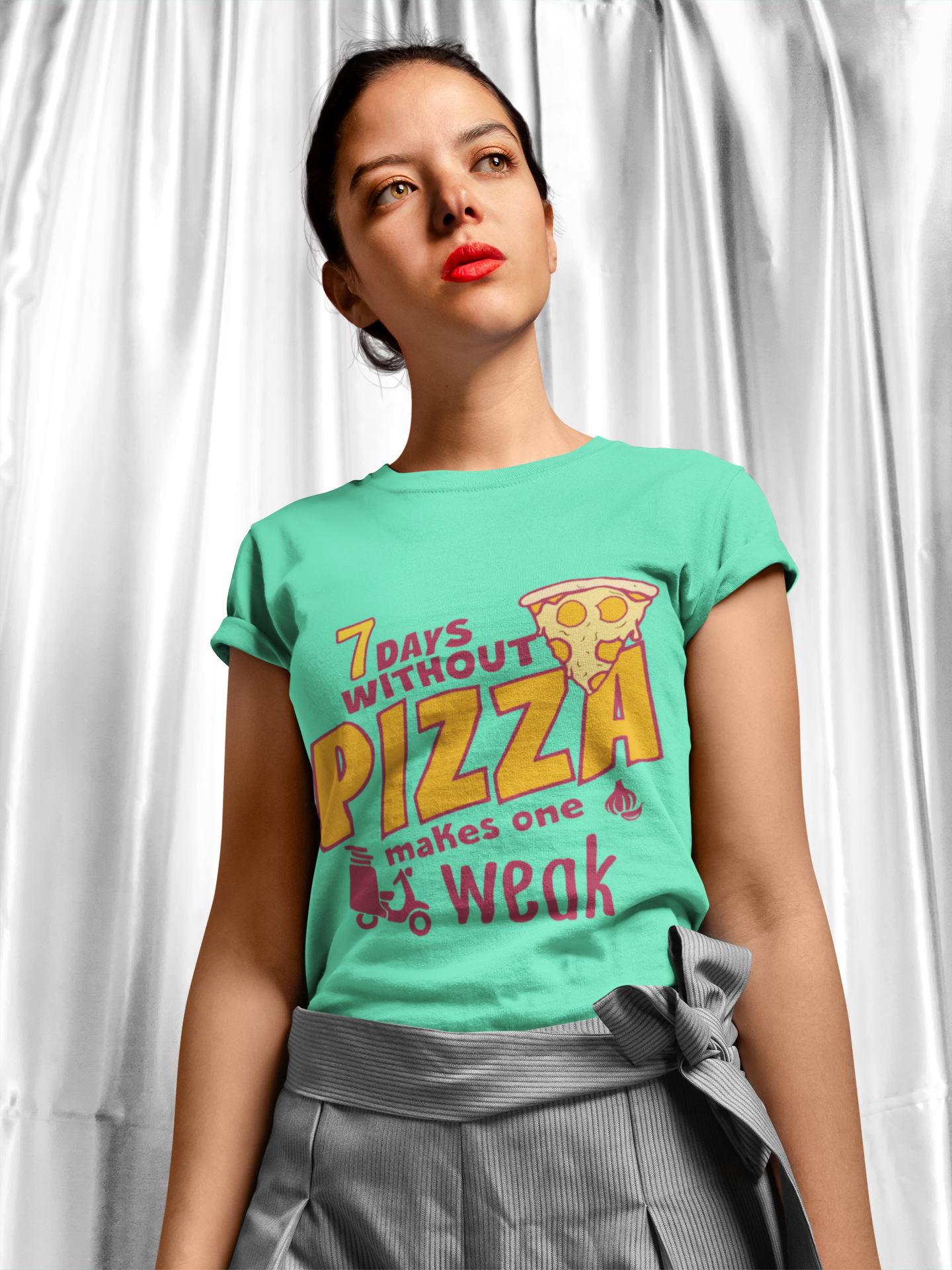 Pizza Women Half Sleeves T-shirt- FunkyTeesClub