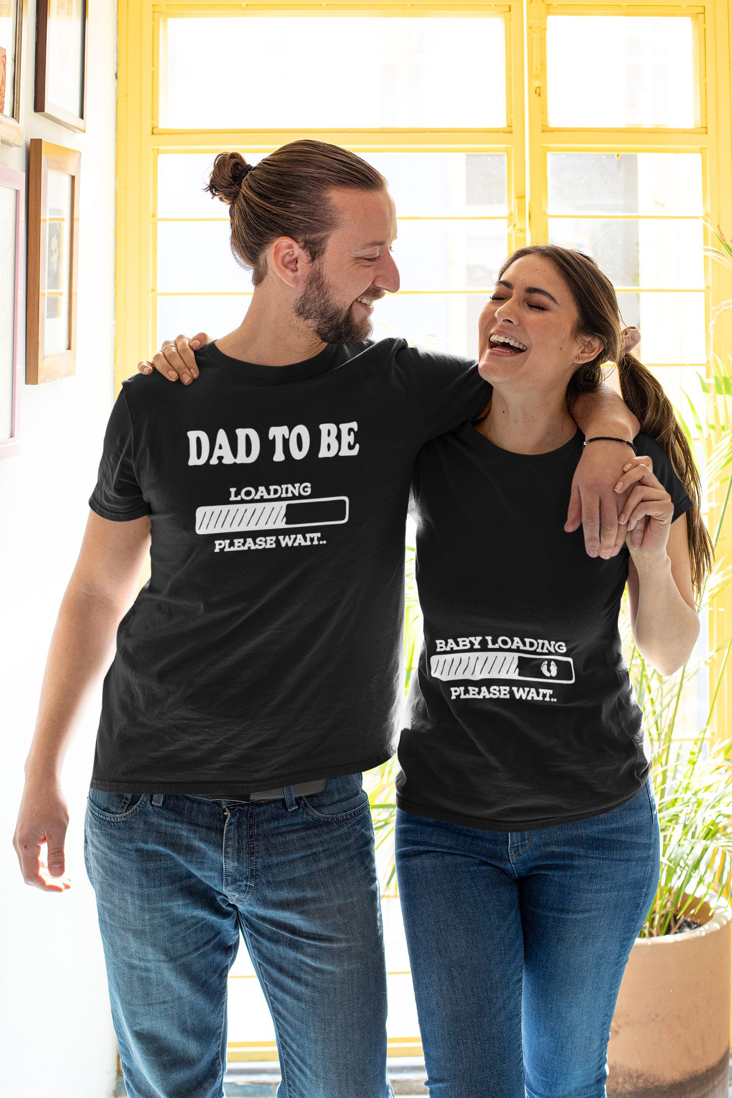 Mom To Bee Dad To Bee Pregnancy Announcement Maternity Couple Half Sleeves T-Shirts -FunkyTeesClub