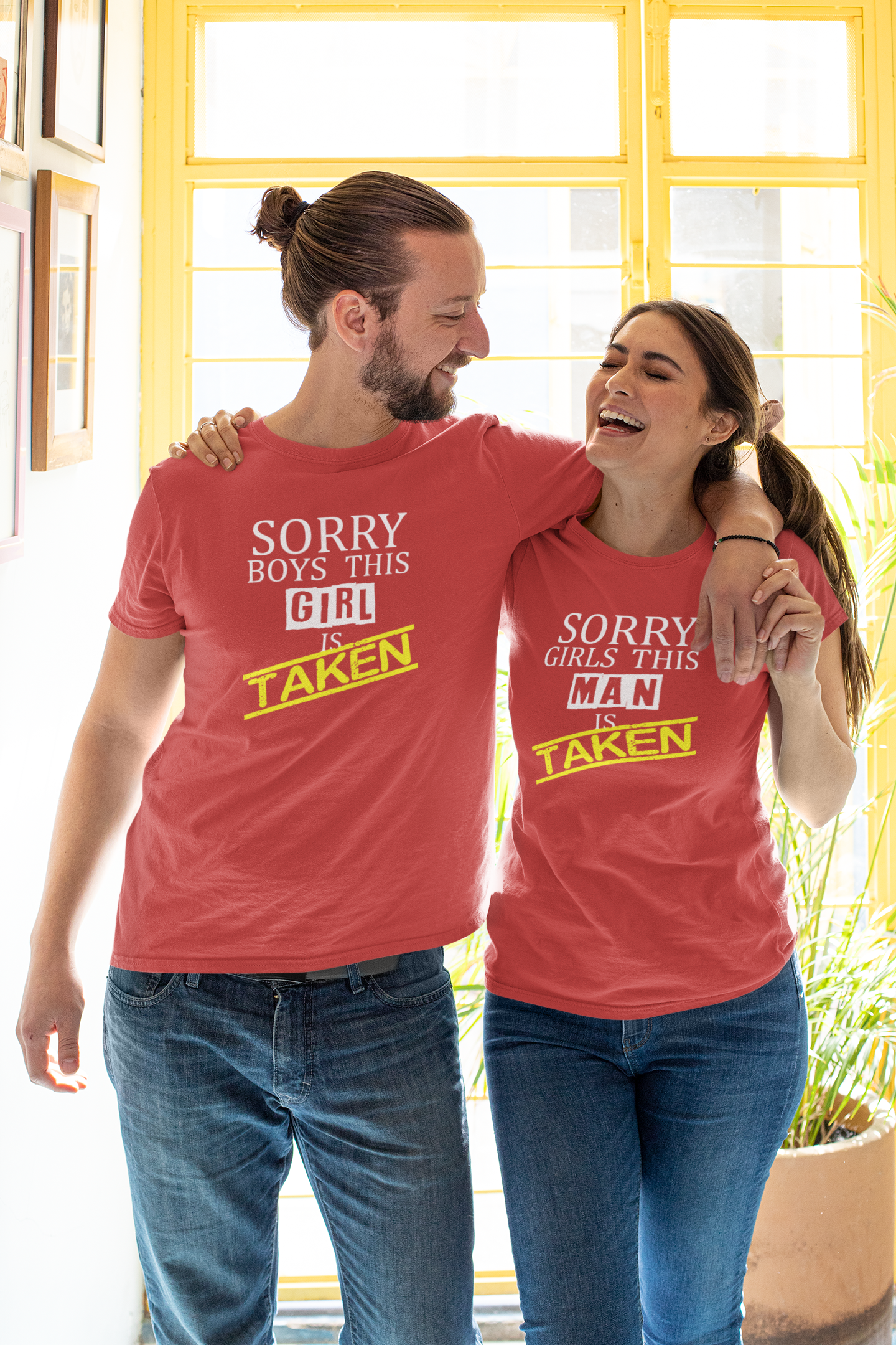 Taken Couple Half Sleeves T-Shirts -FunkyTeesClub