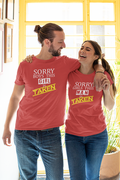 Taken Couple Half Sleeves T-Shirts -FunkyTeesClub