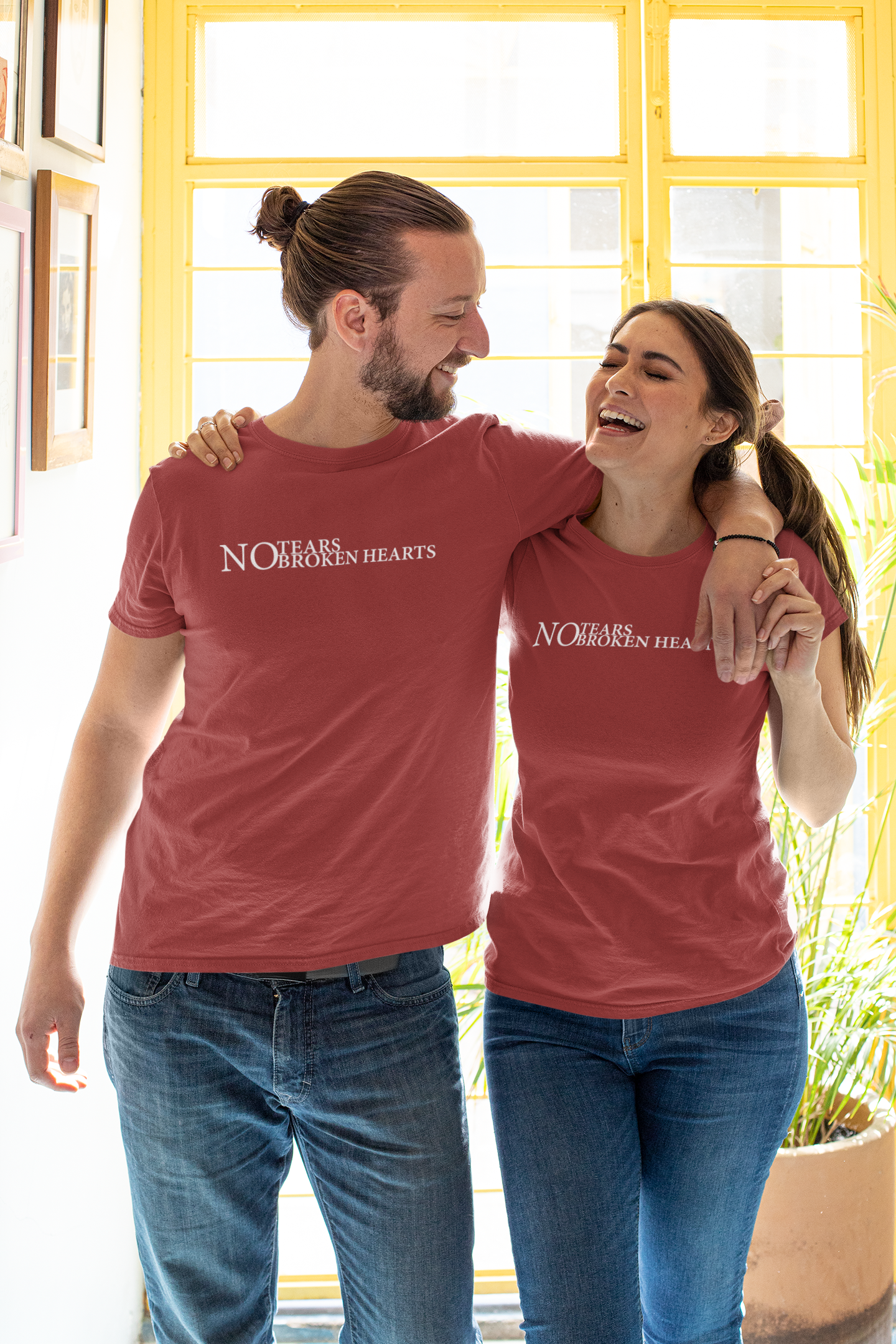 No Tears Couple Half Sleeves T-Shirts -FunkyTeesClub