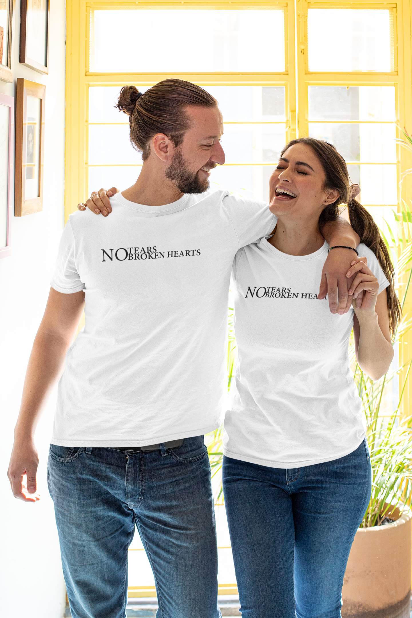 No Tears Couple Half Sleeves T-Shirts -FunkyTeesClub