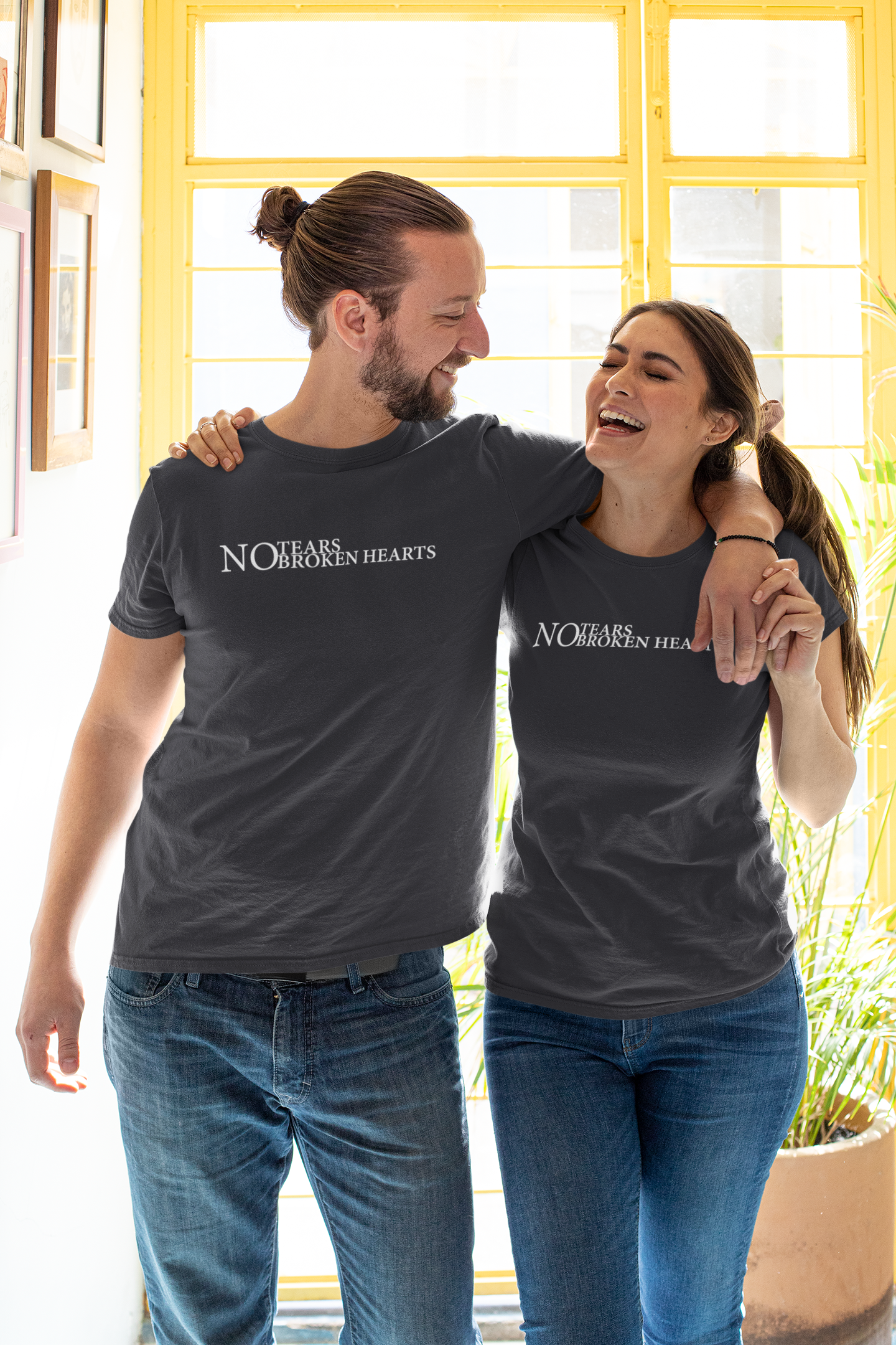 No Tears Couple Half Sleeves T-Shirts -FunkyTeesClub