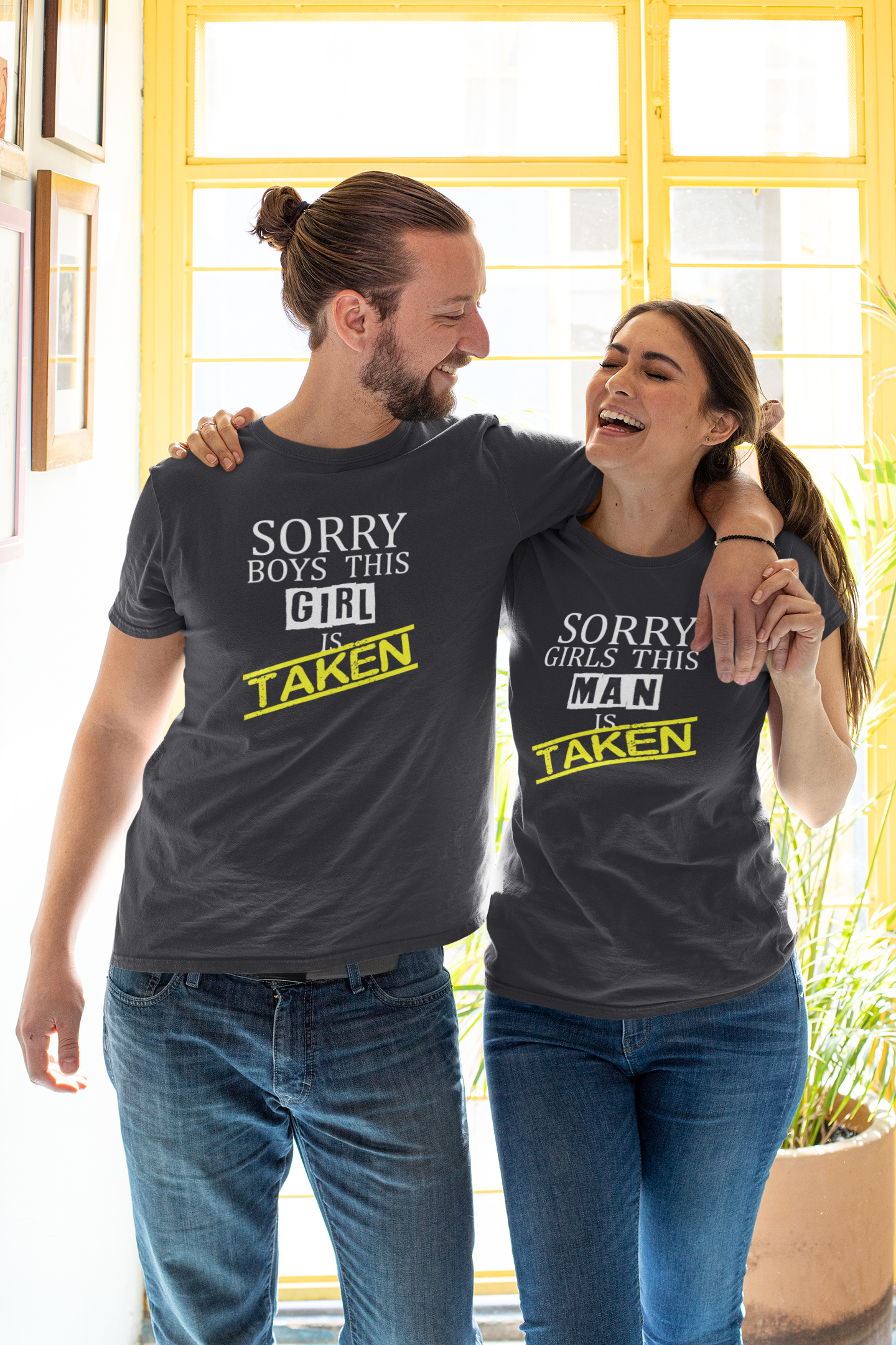 Taken Couple Half Sleeves T-Shirts -FunkyTeesClub