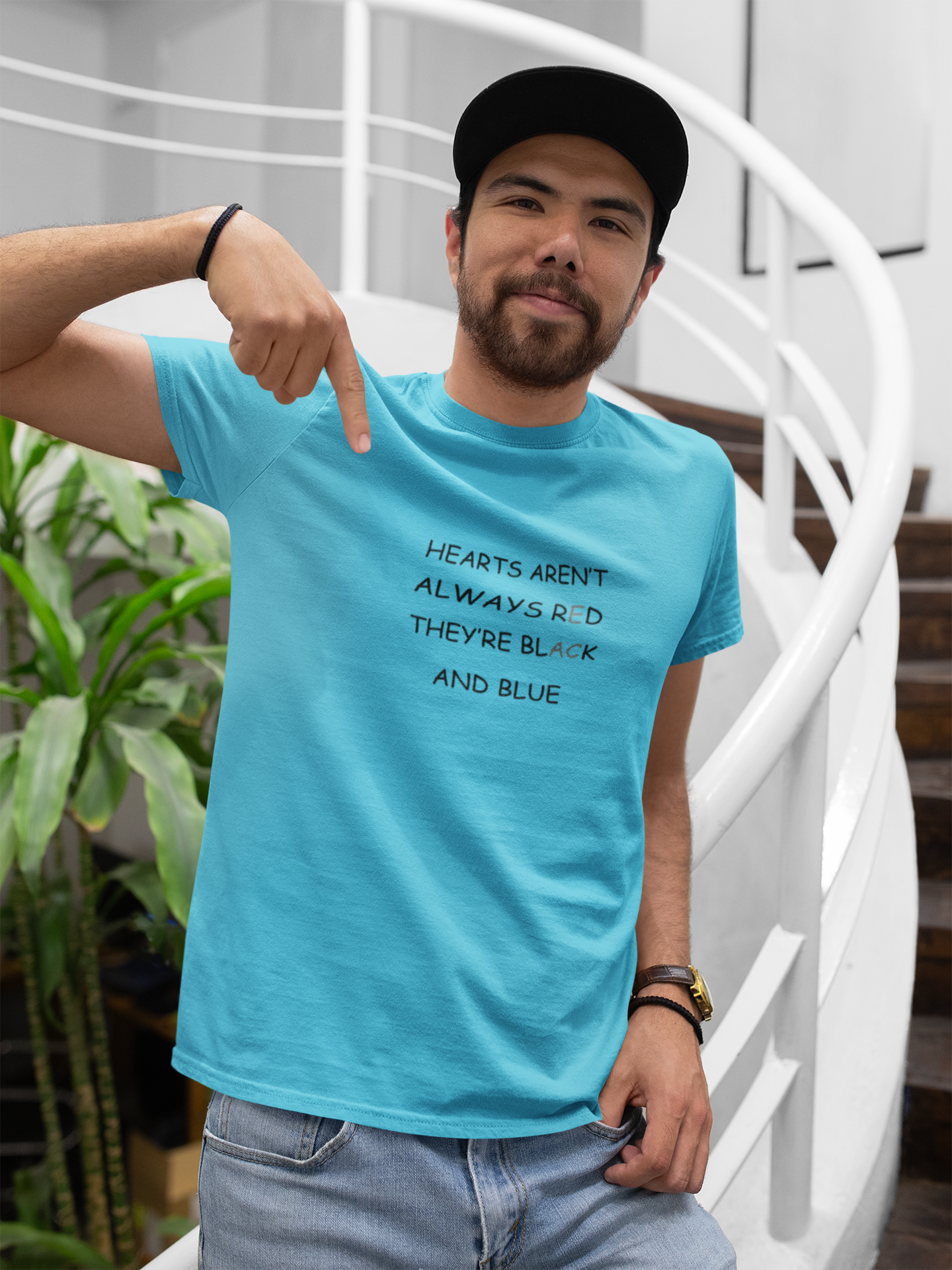 Hearts Arent Always Red They Are Black And Blue Mens Half Sleeves T-shirt- FunkyTeesClub