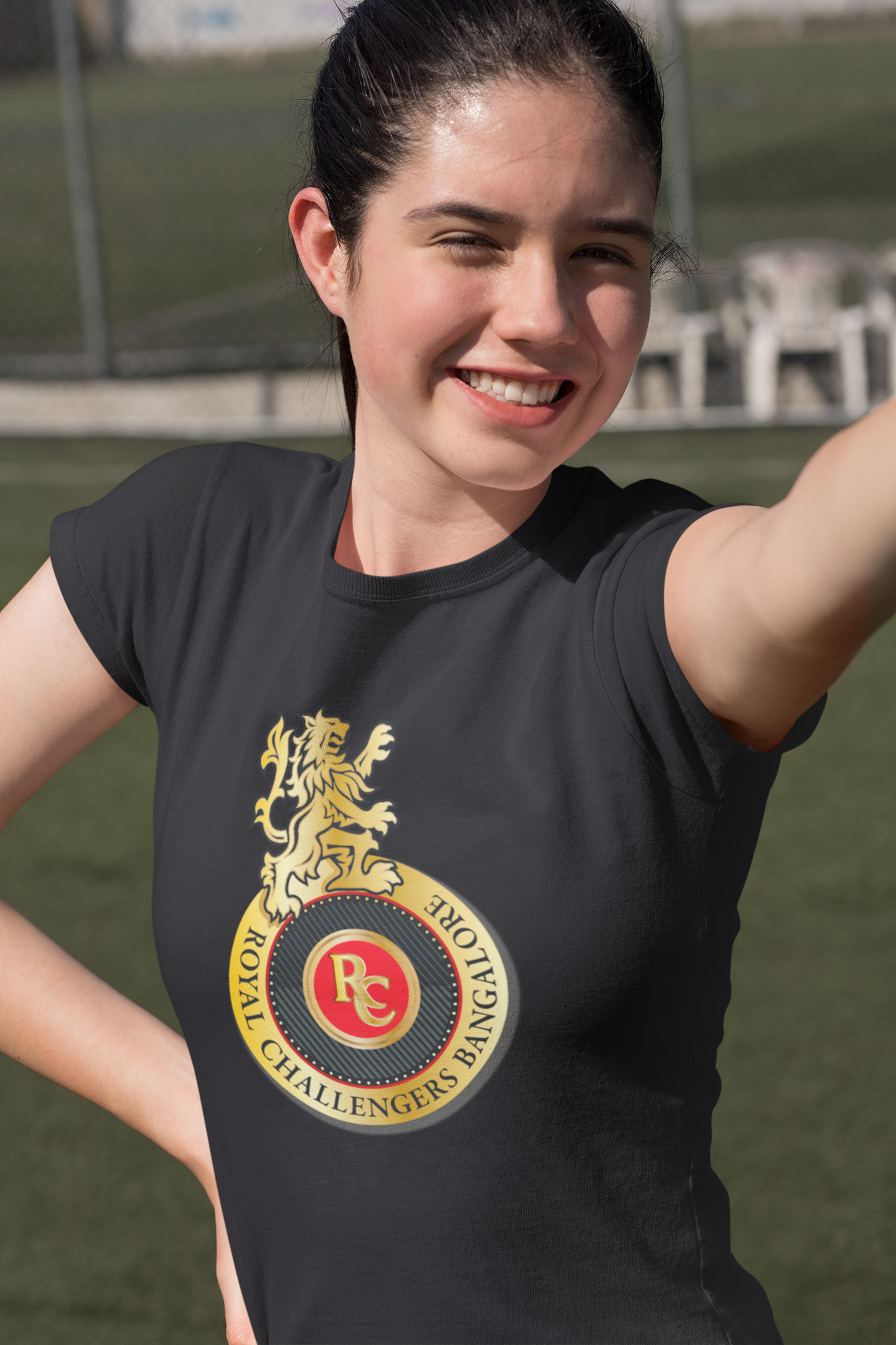 Rcb Logo Women Half Sleeves T-shirt- FunkyTeesClub