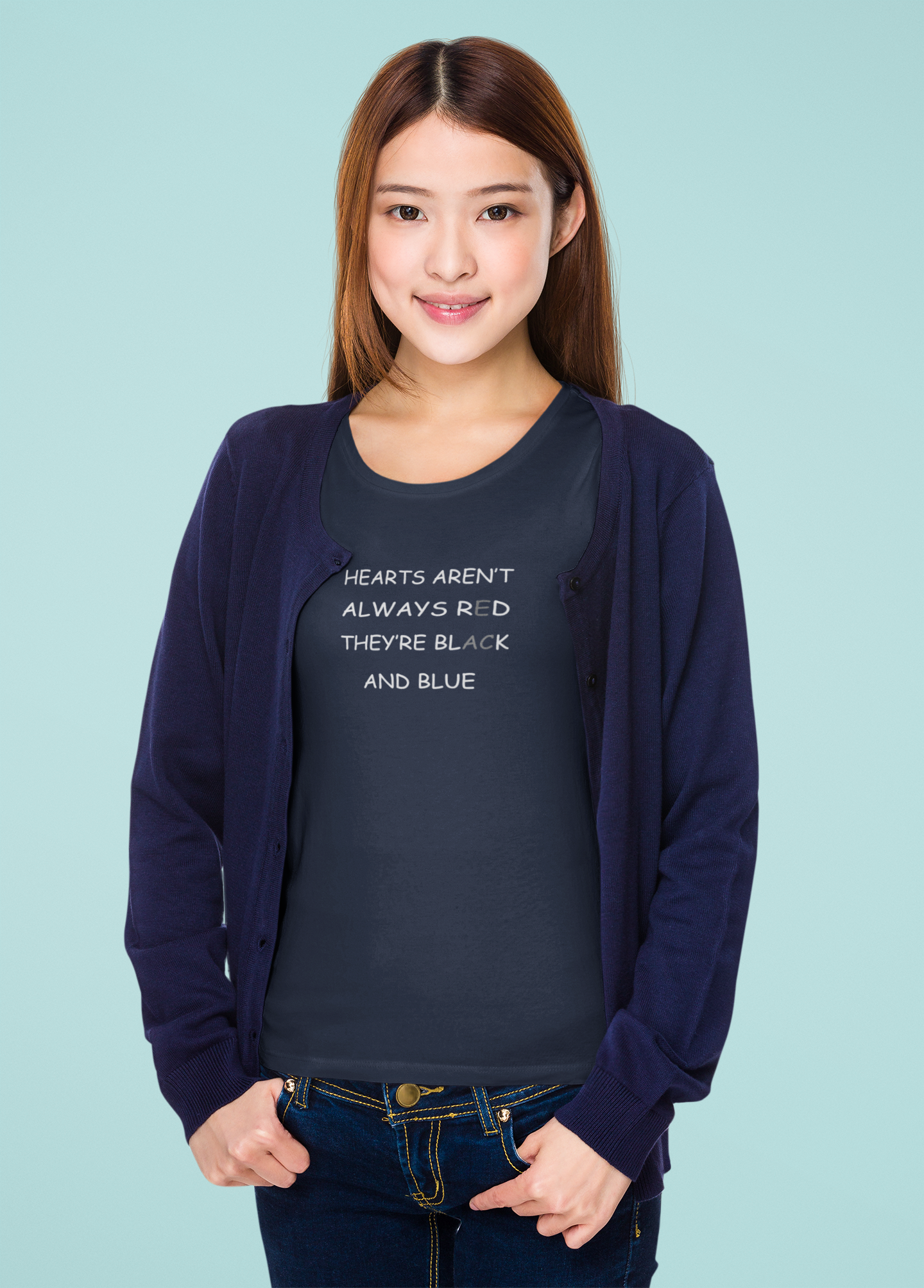 Hearts Arent Always Red They Are Black And Blue Women Half Sleeves T-shirt- FunkyTeesClub
