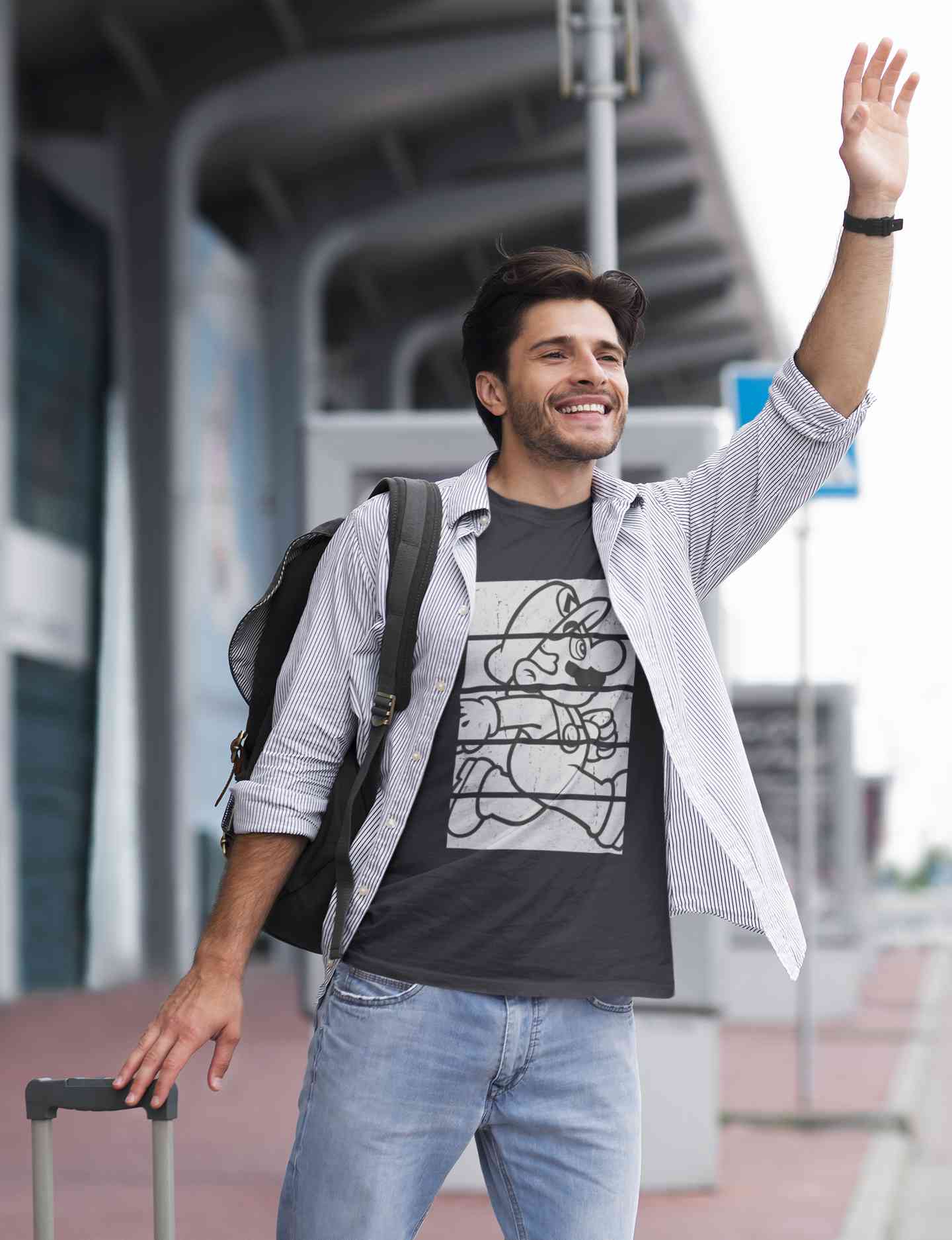 Super Mario Side Run Panels Mens Half Sleeves T-shirt- FunkyTeesClub